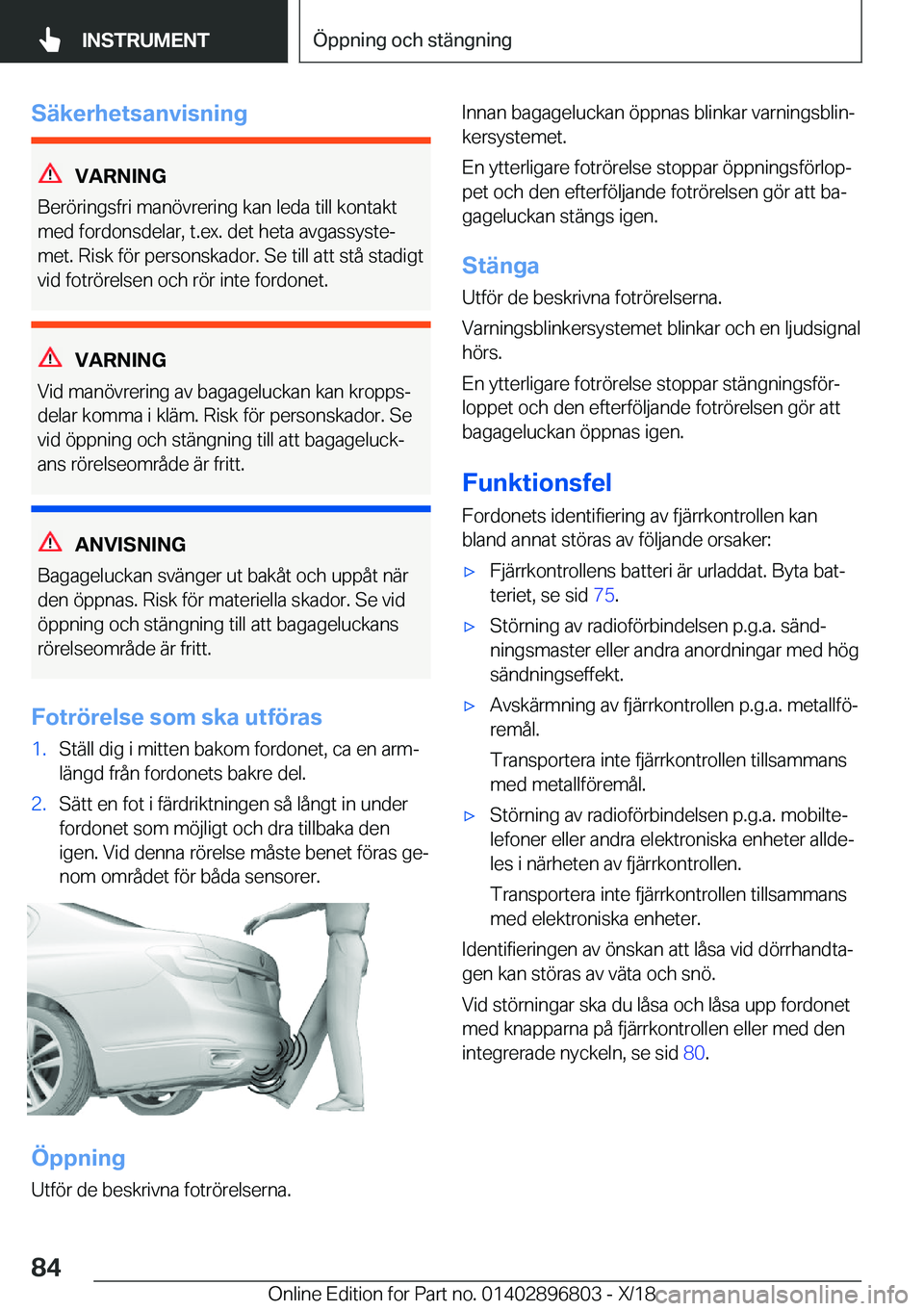 BMW 7 SERIES 2019  InstruktionsbÖcker (in Swedish) �S�ä�k�e�r�h�e�t�s�a�n�v�i�s�n�i�n�g
�V�A�R�N�I�N�G
�B�e�r�
