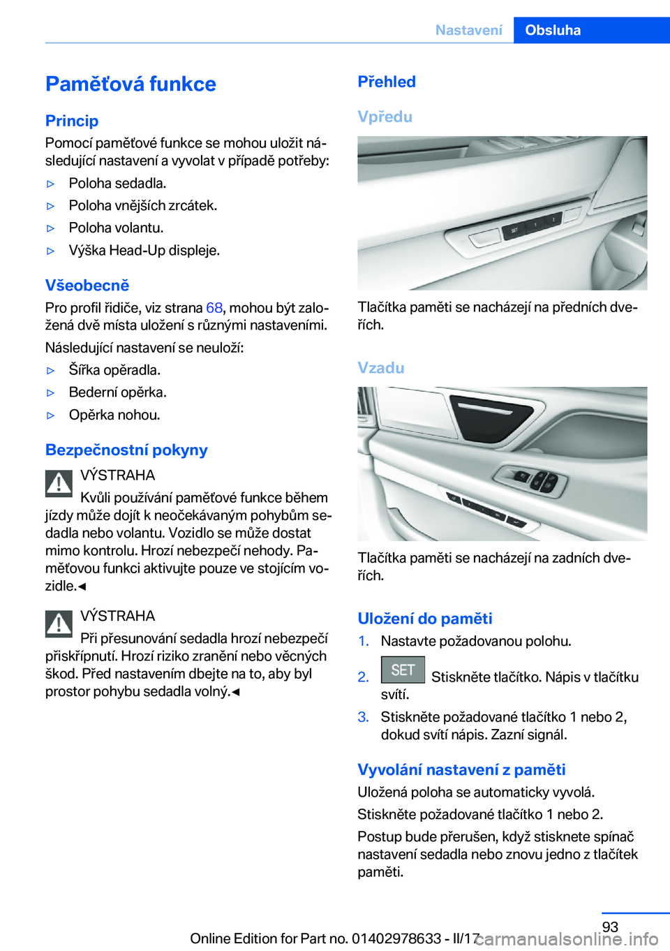 BMW 7 SERIES 2018  Návod na použití (in Czech) �P�a�m�