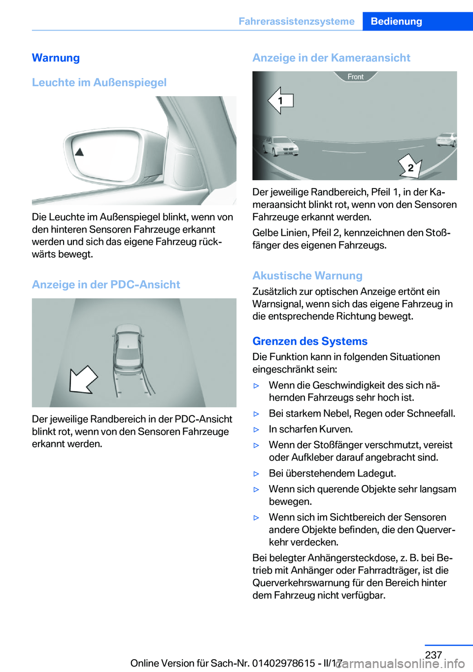 BMW 7 SERIES 2018  Betriebsanleitungen (in German) �W�a�r�n�u�n�g
�L�e�u�c�h�t�e��i�m��A�u�