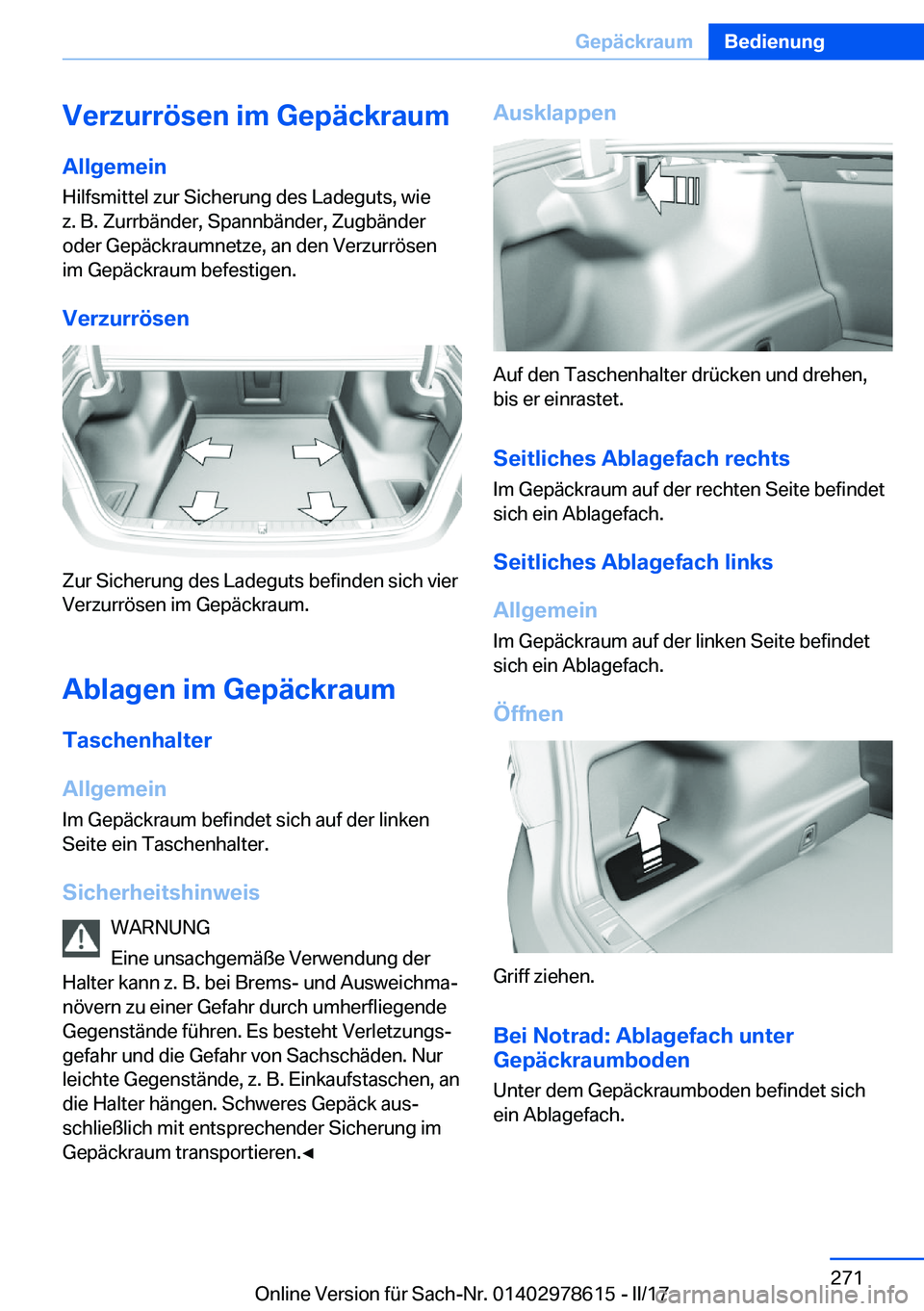 BMW 7 SERIES 2018  Betriebsanleitungen (in German) �V�e�r�z�u�r�r�