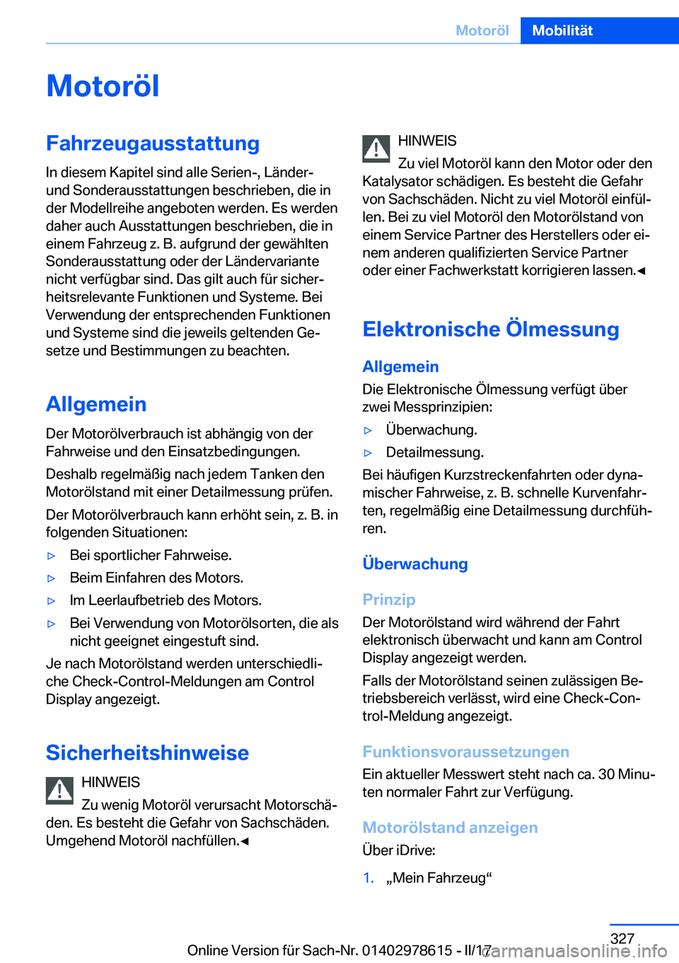 BMW 7 SERIES 2018  Betriebsanleitungen (in German) �M�o�t�o�r�