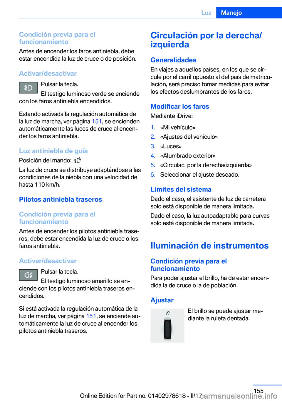 BMW 7 SERIES 2018  Manuales de Empleo (in Spanish) �C�o�n�d�i�c�i�