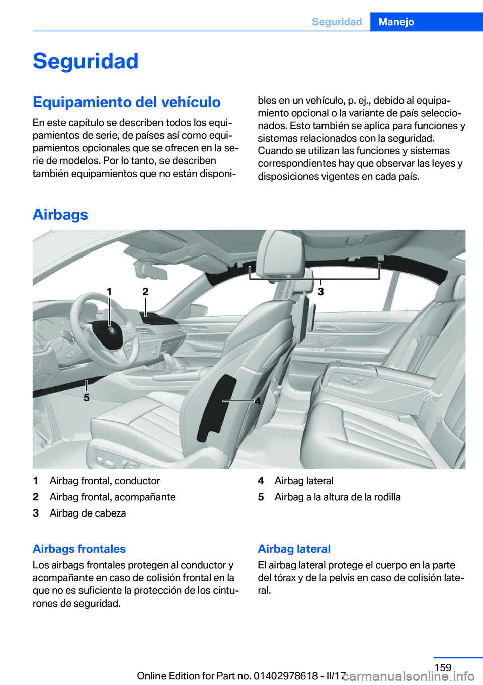 BMW 7 SERIES 2018  Manuales de Empleo (in Spanish) �S�e�g�u�r�i�d�a�d�E�q�u�i�p�a�m�i�e�n�t�o��d�e�l��v�e�h�