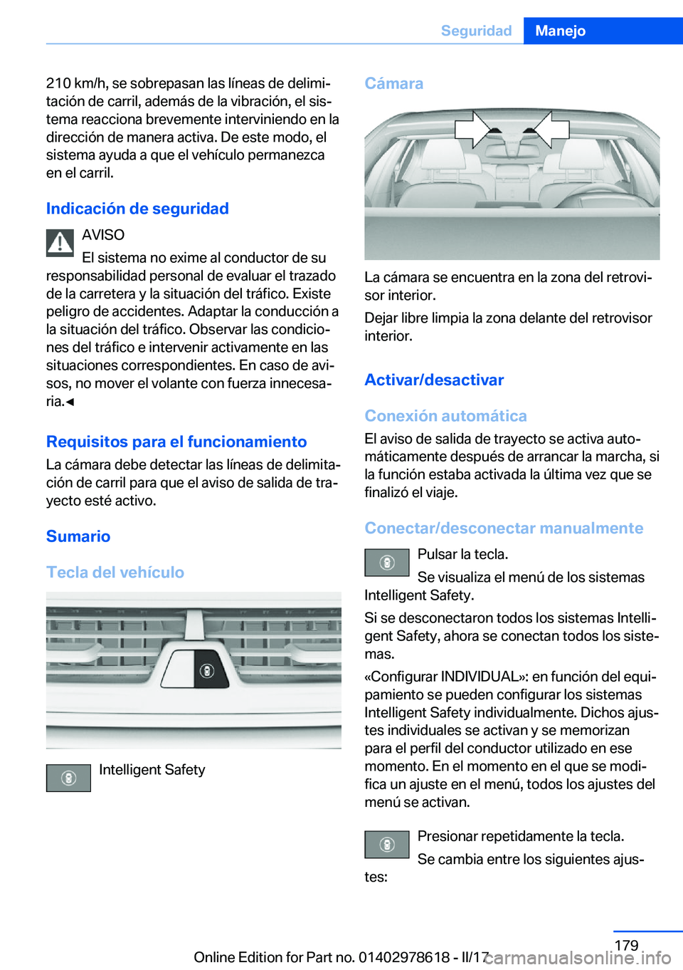 BMW 7 SERIES 2018  Manuales de Empleo (in Spanish) �2�1�0� �k�m�/�h�,� �s�e� �s�o�b�r�e�p�a�s�a�n� �l�a�s� �l�