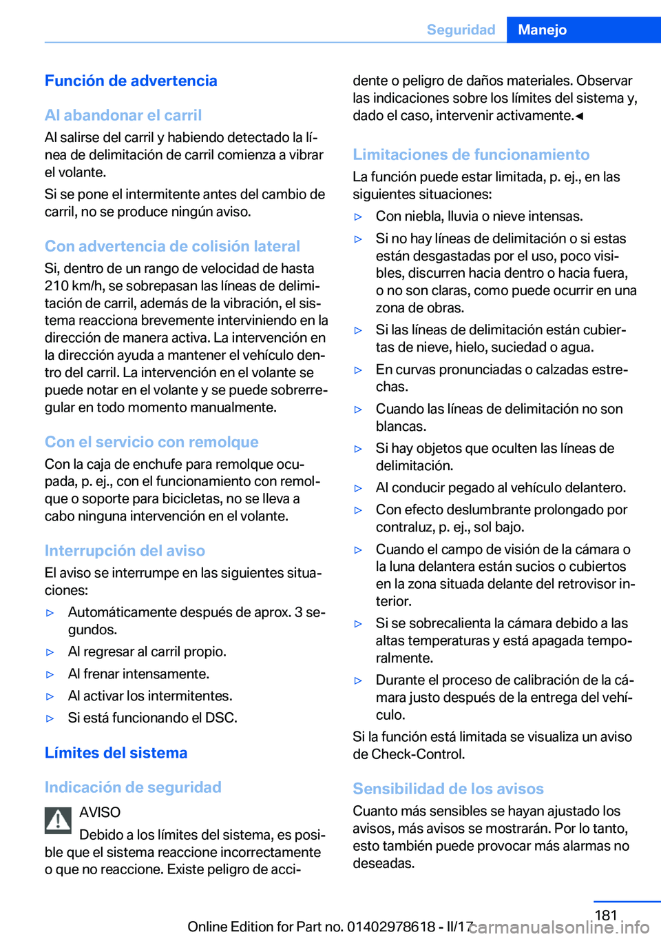 BMW 7 SERIES 2018  Manuales de Empleo (in Spanish) �F�u�n�c�i�