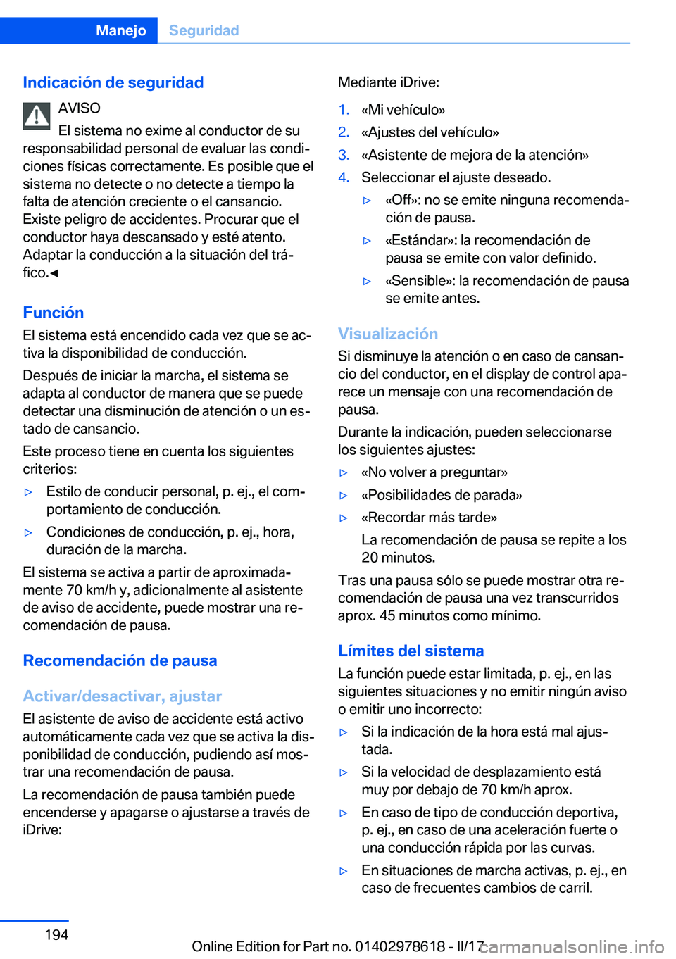 BMW 7 SERIES 2018  Manuales de Empleo (in Spanish) �I�n�d�i�c�a�c�i�