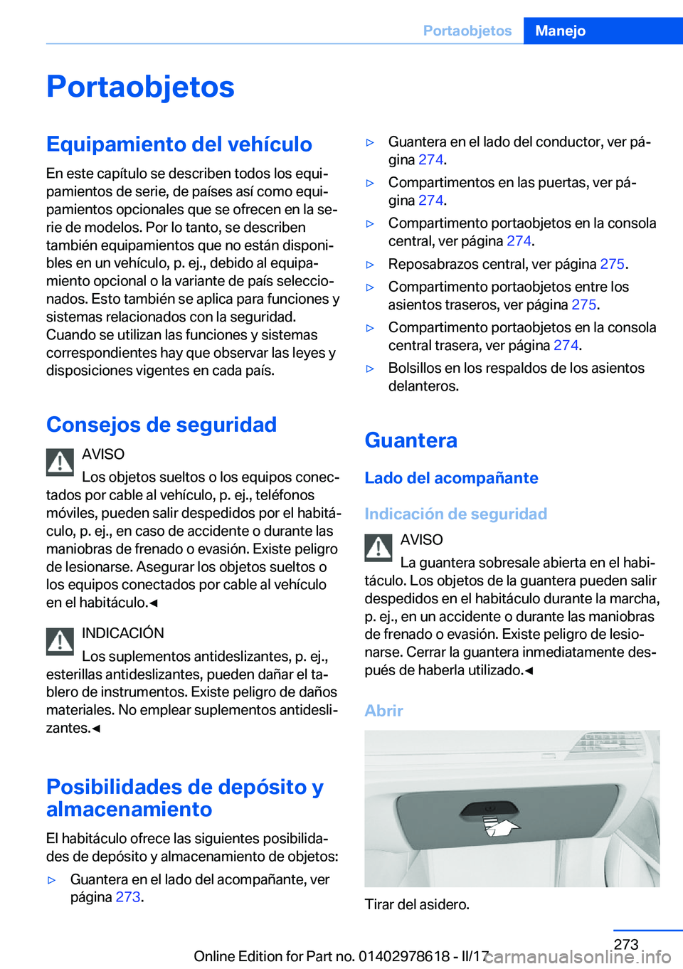 BMW 7 SERIES 2018  Manuales de Empleo (in Spanish) �P�o�r�t�a�o�b�j�e�t�o�s�E�q�u�i�p�a�m�i�e�n�t�o��d�e�l��v�e�h�