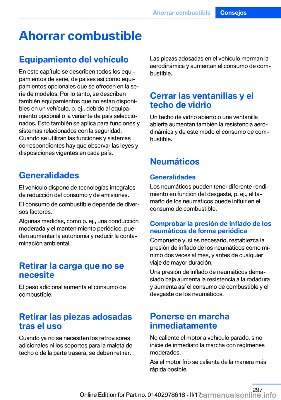 BMW 7 SERIES 2018  Manuales de Empleo (in Spanish) �A�h�o�r�r�a�r��c�o�m�b�u�s�t�i�b�l�e�E�q�u�i�p�a�m�i�e�n�t�o��d�e�l��v�e�h�