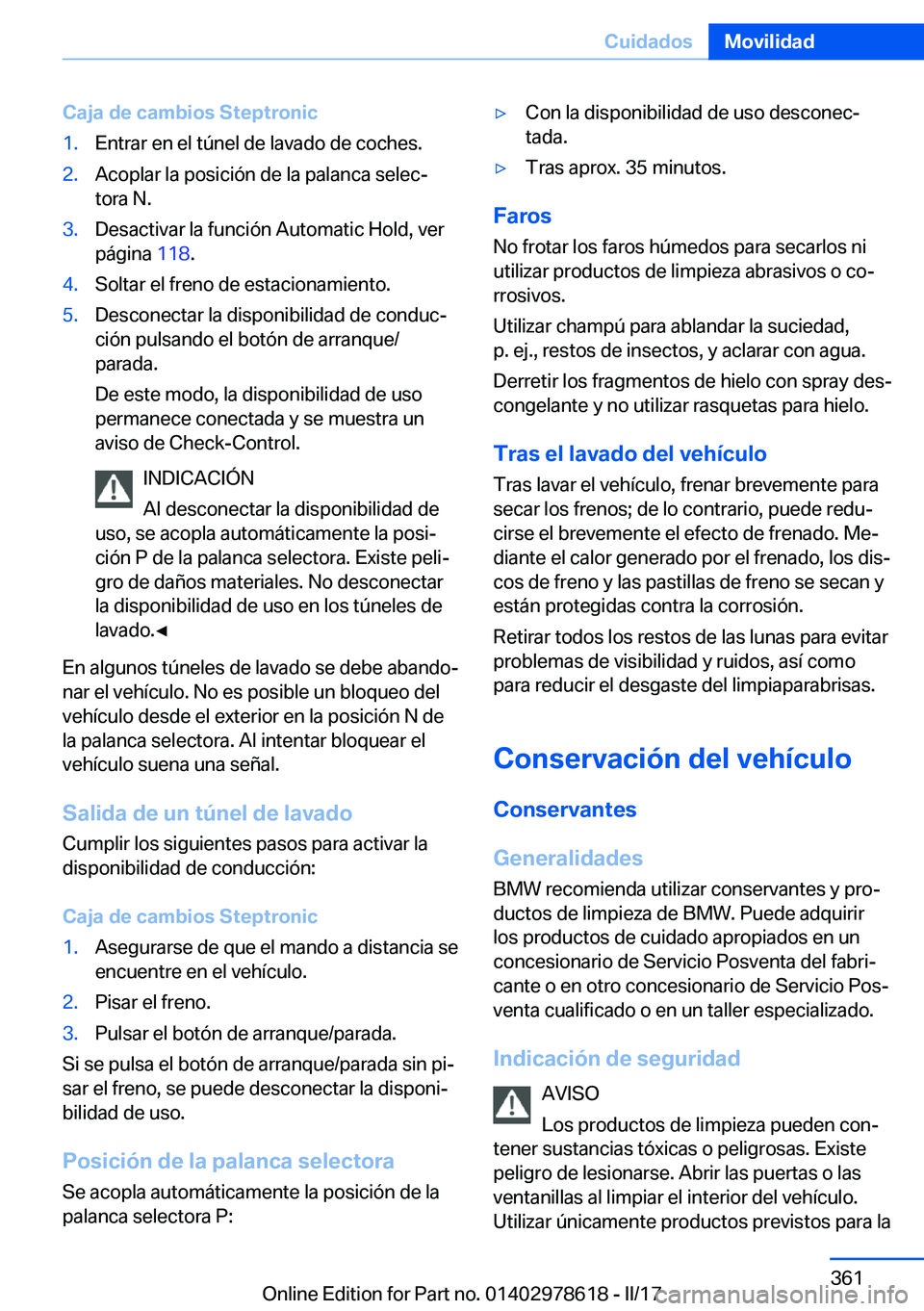 BMW 7 SERIES 2018  Manuales de Empleo (in Spanish) �C�a�j�a��d�e��c�a�m�b�i�o�s��S�t�e�p�t�r�o�n�i�c�1�.�E�n�t�r�a�r� �e�n� �e�l� �t�