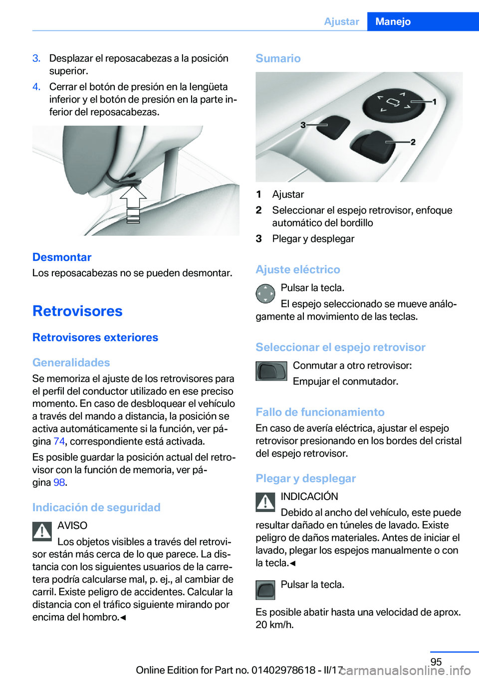 BMW 7 SERIES 2018  Manuales de Empleo (in Spanish) �3�.�D�e�s�p�l�a�z�a�r� �e�l� �r�e�p�o�s�a�c�a�b�e�z�a�s� �a� �l�a� �p�o�s�i�c�i�