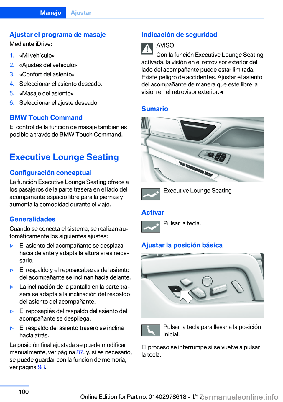 BMW 7 SERIES 2018  Manuales de Empleo (in Spanish) �A�j�u�s�t�a�r��e�l��p�r�o�g�r�a�m�a��d�e��m�a�s�a�j�e
�M�e�d�i�a�n�t�e� �i�D�r�i�v�e�:�1�.�«�M�i� �v�e�h�