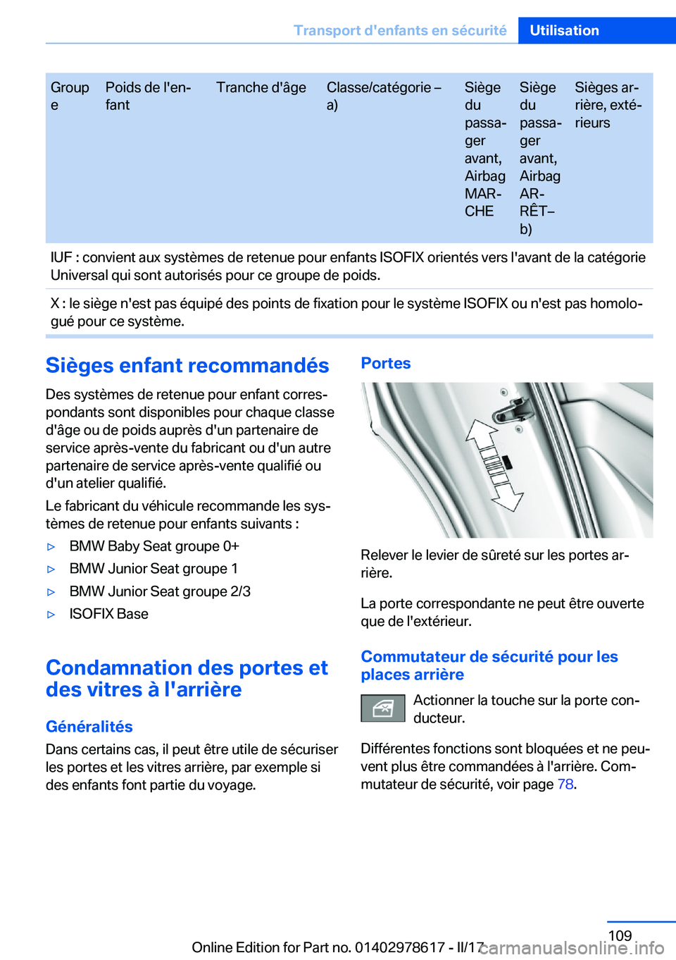 BMW 7 SERIES 2018  Notices Demploi (in French) �G�r�o�u�p
�e�P�o�i�d�s� �d�e� �l�'�e�nj
�f�a�n�t�T�r�a�n�c�h�e� �d�'�â�g�e�C�l�a�s�s�e�/�c�a�t�é�g�o�r�i�e� m
�a�)�S�i�è�g�e
�d�u
�p�a�s�s�aj
�g�e�r
�a�v�a�n�t�,
�A�i�r�b�a�g
�M�A�Rj
�