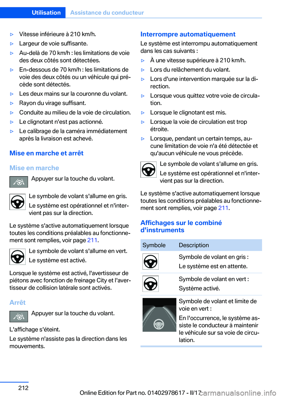 BMW 7 SERIES 2018  Notices Demploi (in French) 'y�V�i�t�e�s�s�e� �i�n�f�é�r�i�e�u�r�e� �à� �2�1�0� �k�m�/�h�.'y�L�a�r�g�e�u�r� �d�e� �v�o�i�e� �s�u�f�f�i�s�a�n�t�e�.'y�A�u�-�d�e�l�à� �d�e� �7�0� �k�m�/�h� �:� �l�e�s� �l�i�m�i�t�a�t�