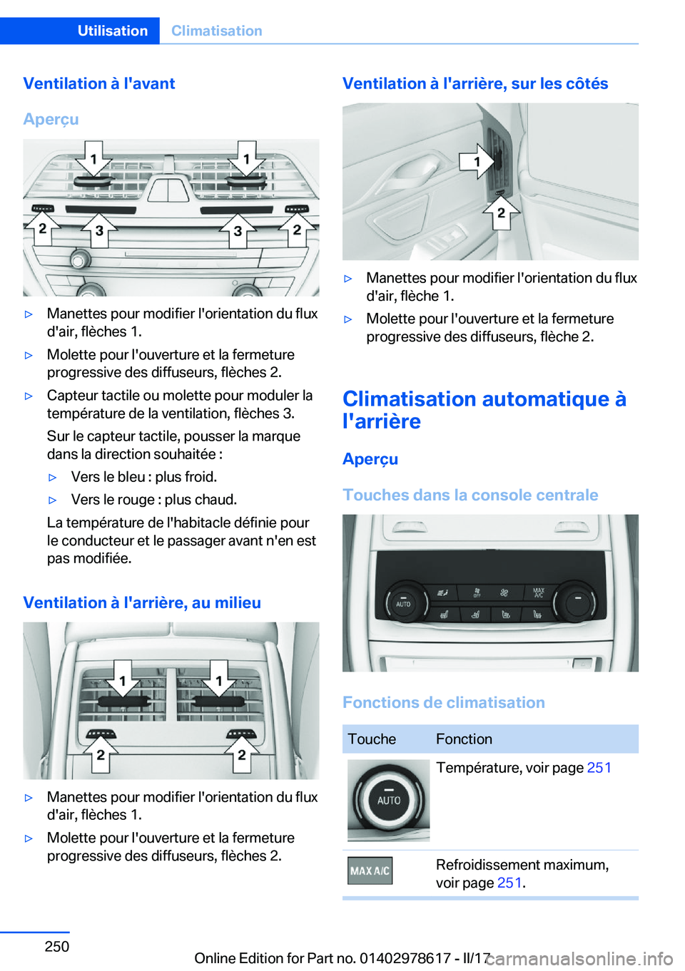 BMW 7 SERIES 2018  Notices Demploi (in French) �V�e�n�t�i�l�a�t�i�o�n��