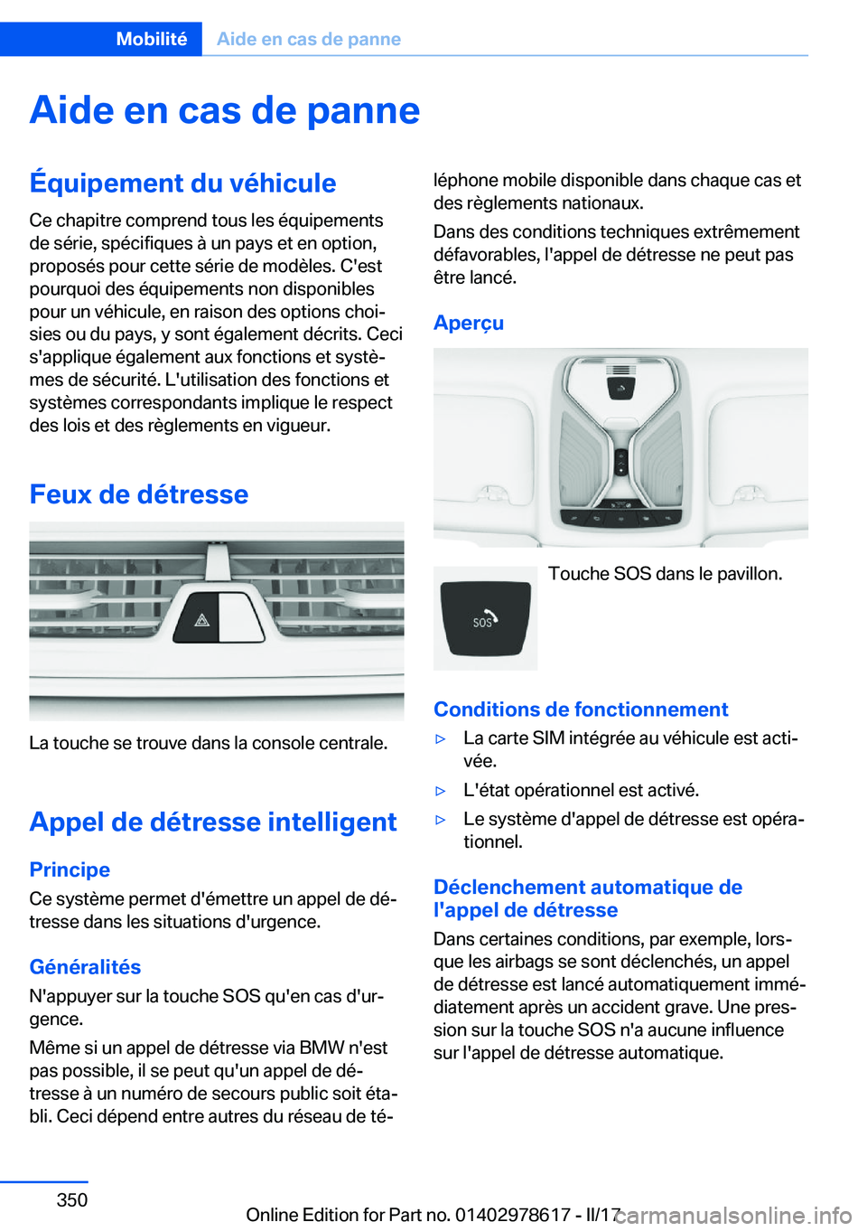 BMW 7 SERIES 2018  Notices Demploi (in French) �A�i�d�e��e�n��c�a�s��d�e��p�a�n�n�e�