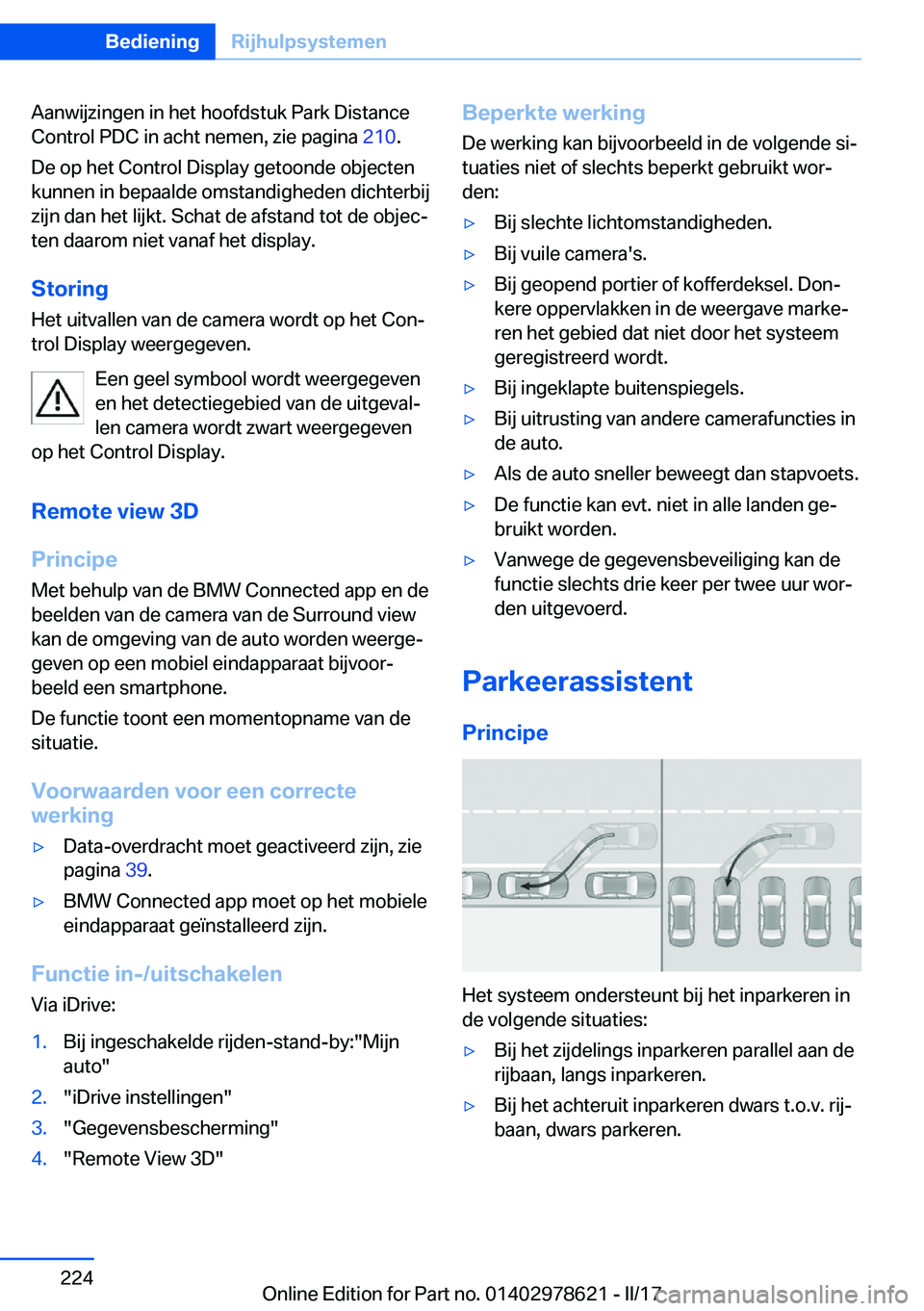 BMW 7 SERIES 2018  Instructieboekjes (in Dutch) �A�a�n�w�i�j�z�i�n�g�e�n� �i�n� �h�e�t� �h�o�o�f�d�s�t�u�k� �P�a�r�k� �D�i�s�t�a�n�c�e
�C�o�n�t�r�o�l� �P�D�C� �i�n� �a�c�h�t� �n�e�m�e�n�,� �z�i�e� �p�a�g�i�n�a�  �2�1�0�.
�D�e� �o�p� �h�e�t� �C�o�n�