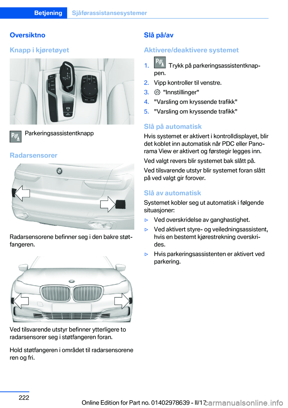 BMW 7 SERIES 2018  InstruksjonsbØker (in Norwegian) �O�v�e�r�s�i�k�t�n�o
�K�n�a�p�p��i��k�j�