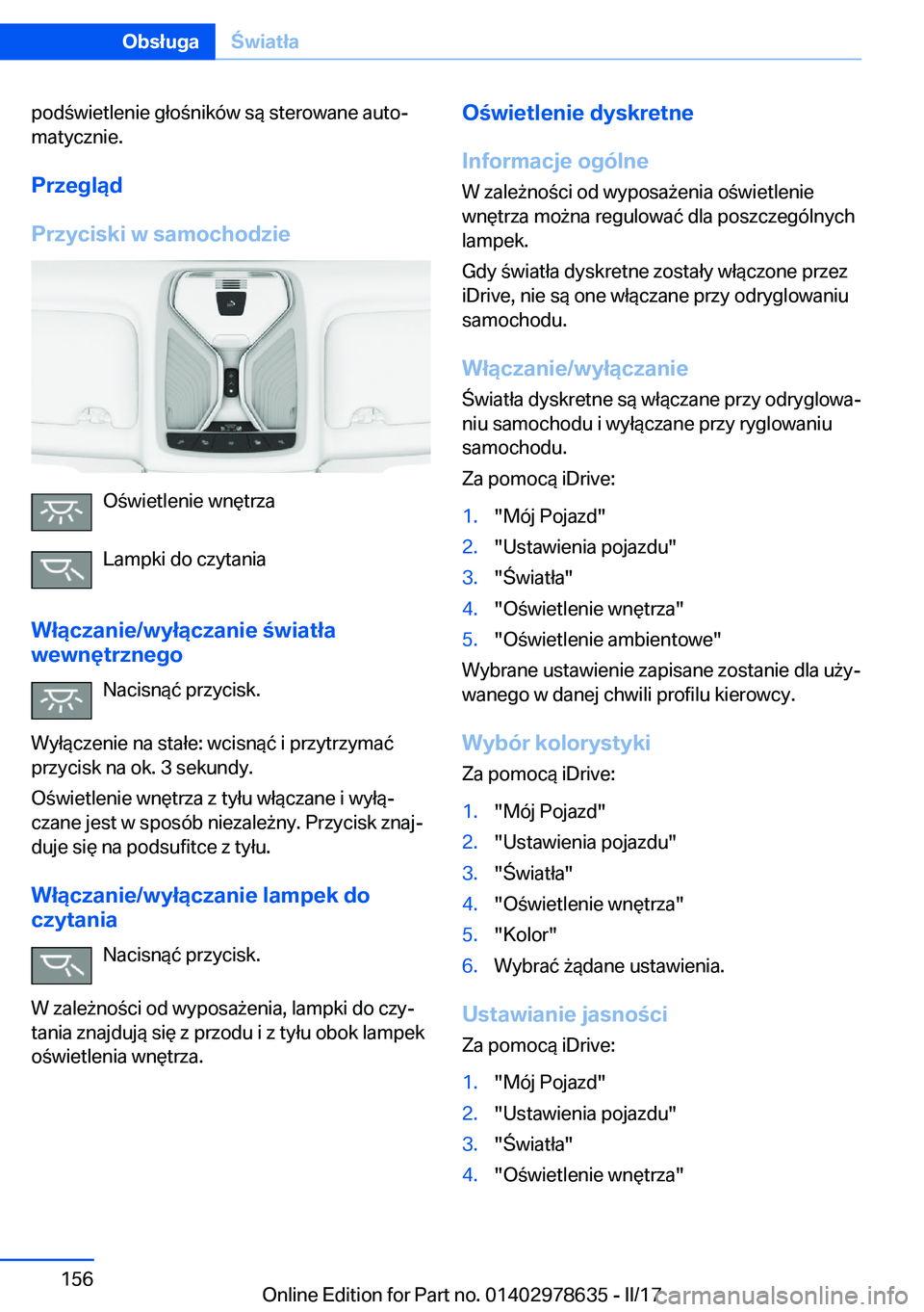 BMW 7 SERIES 2018  Instrukcja obsługi (in Polish) �p�o�d �w�i�e�t�l�e�n�i�e� �g�ł�o �n�i�k�