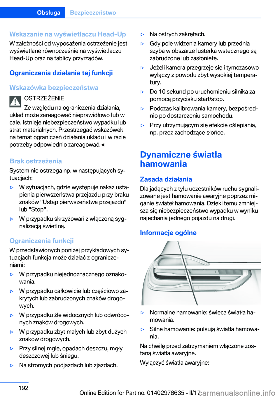BMW 7 SERIES 2018  Instrukcja obsługi (in Polish) �W�s�k�a�z�a�n�i�e��n�a��w�y�w�i�e�t�l�a�c�z�u��H�e�a�d�-�U�p
�W� �z�a�l�e 9�n�o �c�i� �o�d� �w�y�p�o�s�a 9�e�n�i�a� �o�s�t�r�z�e 9�e�n�i�e� �j�e�s�t �w�y �w�i�e�t�l�a�n�e� �r�