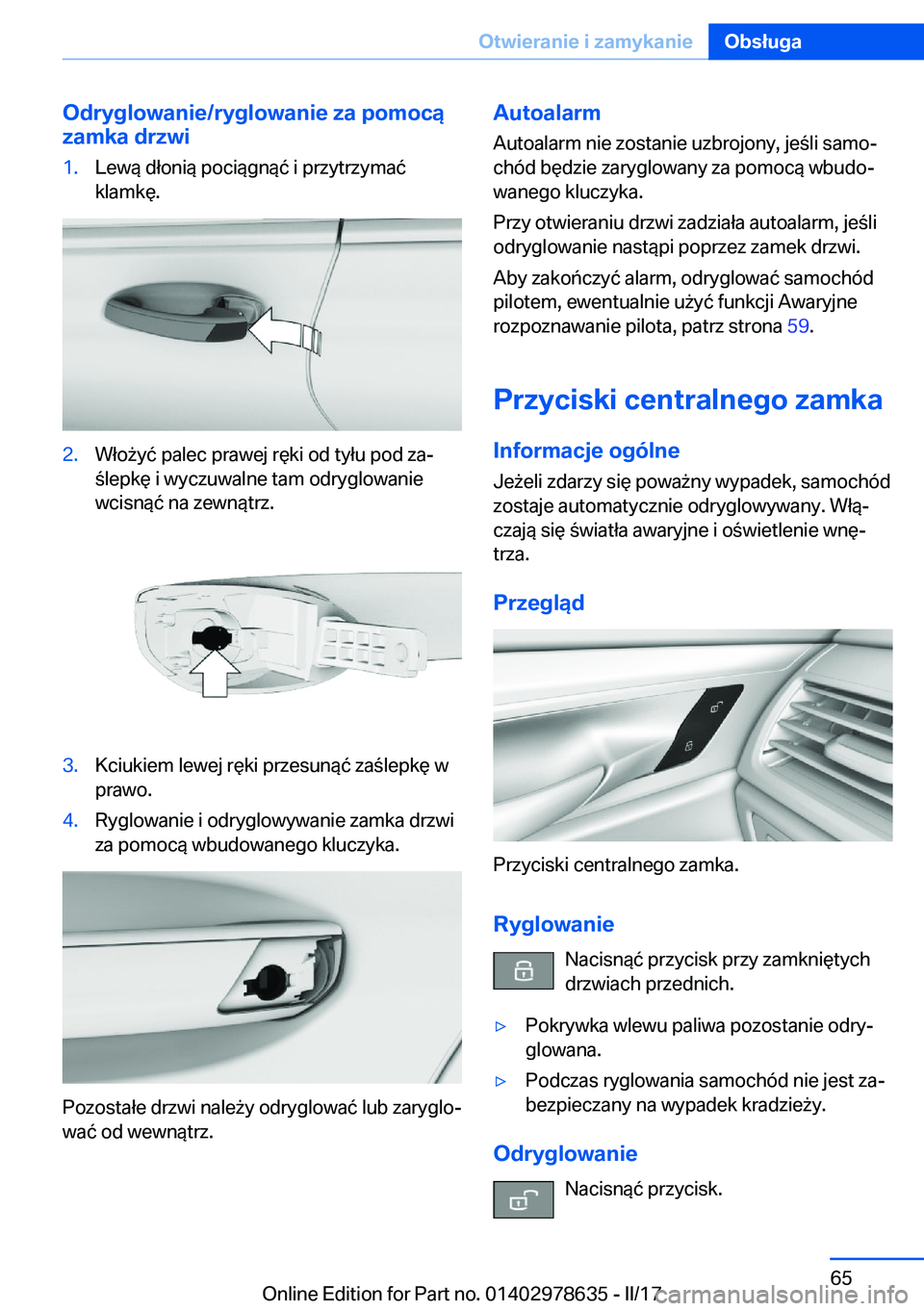 BMW 7 SERIES 2018  Instrukcja obsługi (in Polish) �O�d�r�y�g�l�o�w�a�n�i�e�/�r�y�g�l�o�w�a�n�i�e��z�a��p�o�m�o�c�