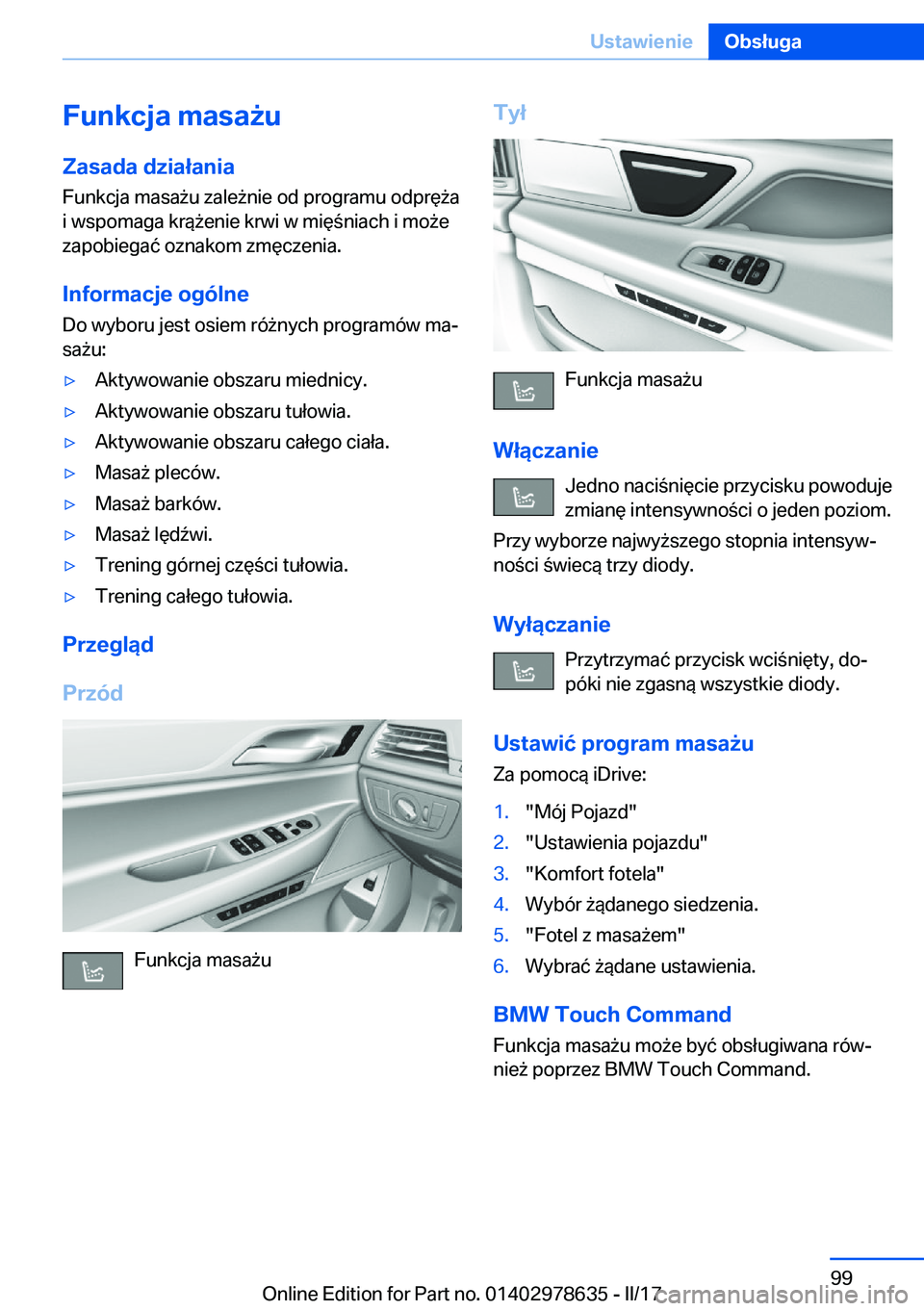 BMW 7 SERIES 2018  Instrukcja obsługi (in Polish) �F�u�n�k�c�j�a��m�a�s�a9�u�Z�a�s�a�d�a��d�z�i�a�ł�a�n�i�a
�F�u�n�k�c�j�a� �m�a�s�a 9�u� �z�a�l�e 9�n�i�e� �o�d� �p�r�o�g�r�a�m�u� �o�d�p�r�