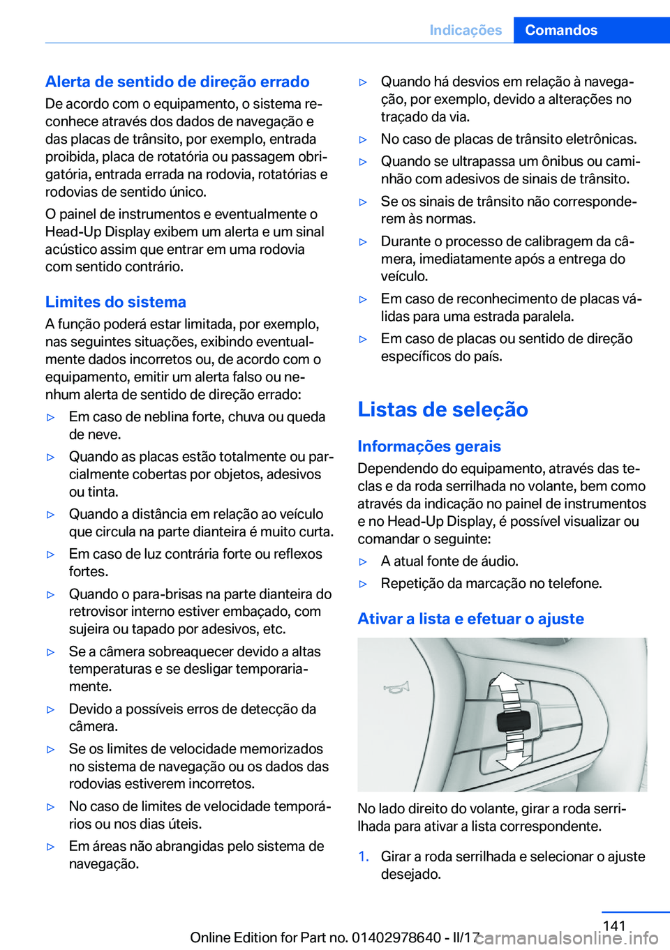 BMW 7 SERIES 2018  Manual do condutor (in Portuguese) �A�l�e�r�t�a��d�e��s�e�n�t�i�d�o��d�e��d�i�r�e�