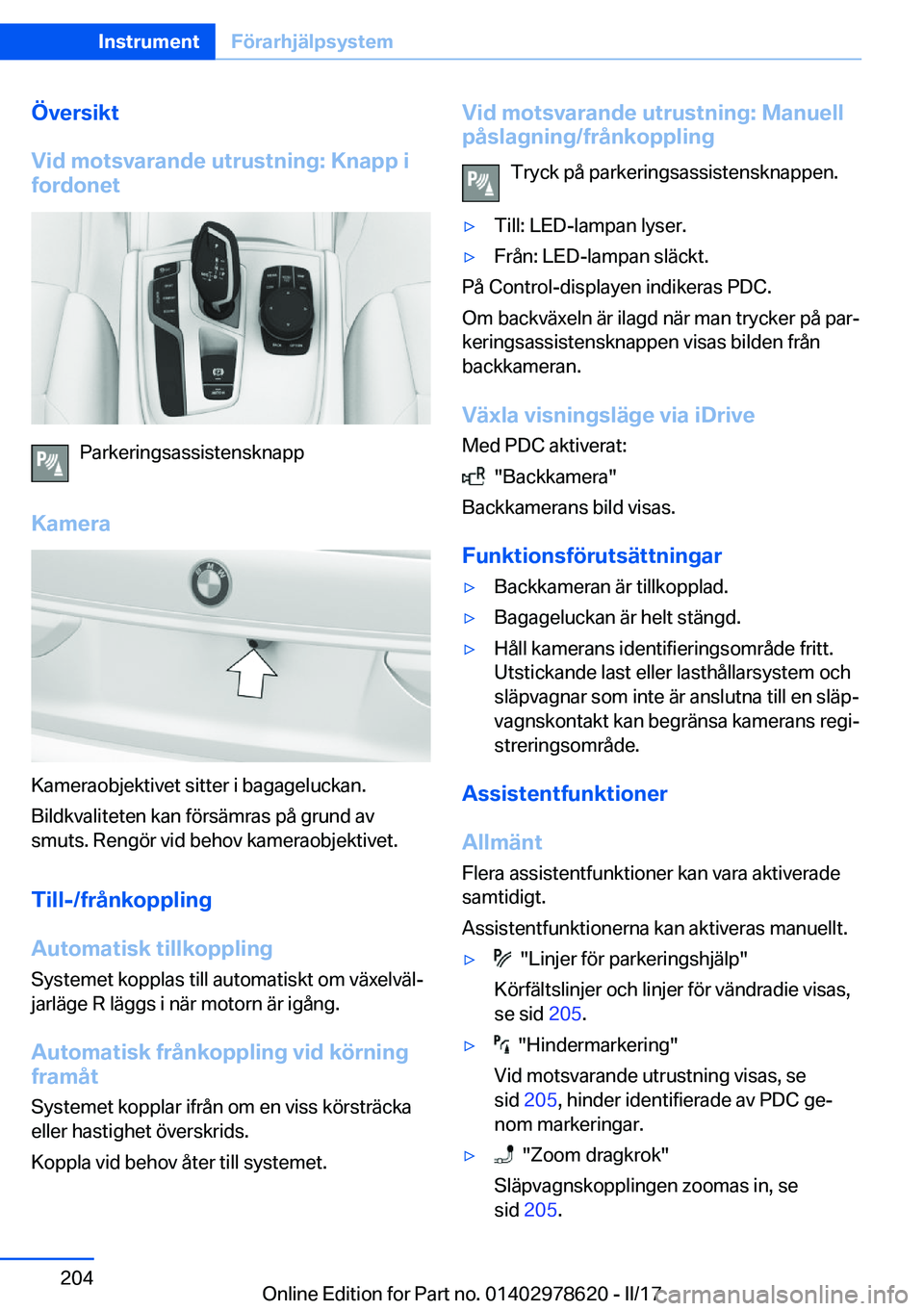 BMW 7 SERIES 2018  InstruktionsbÖcker (in Swedish) �