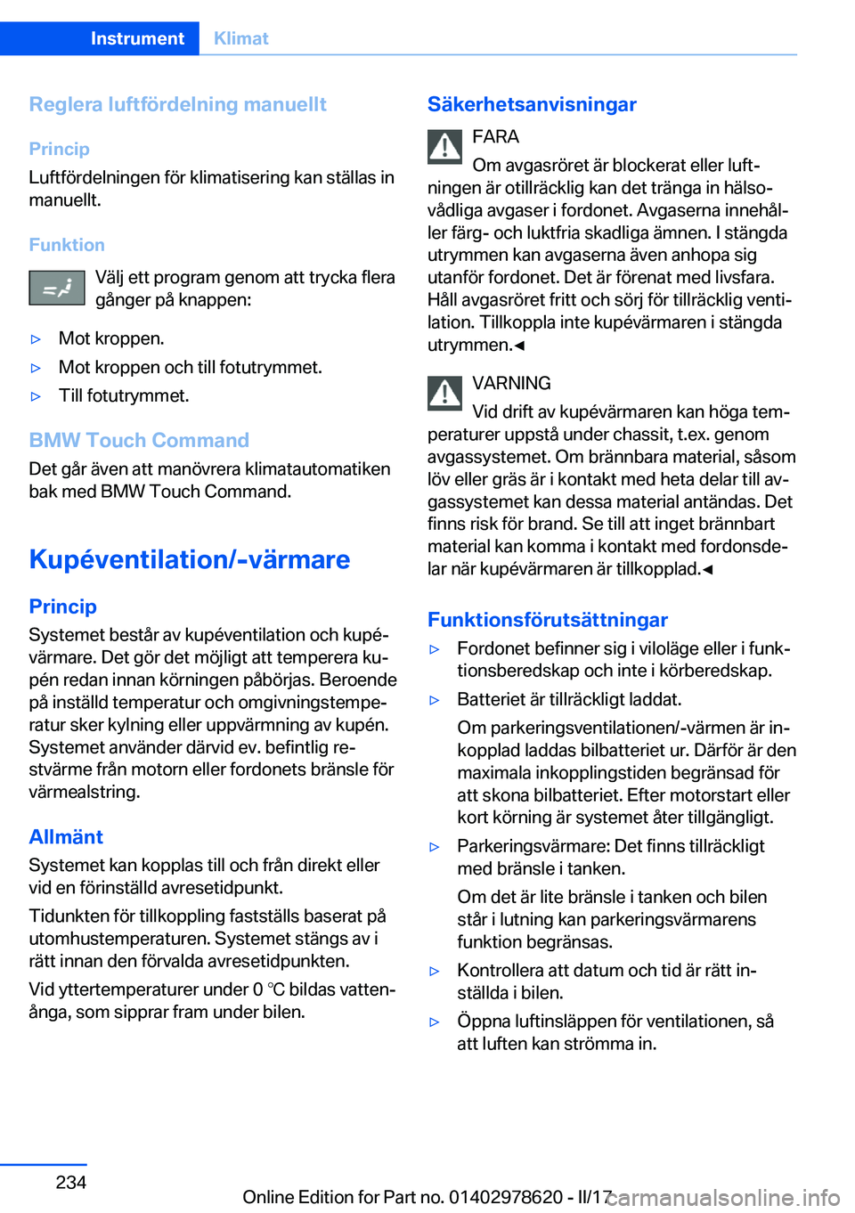BMW 7 SERIES 2018  InstruktionsbÖcker (in Swedish) �R�e�g�l�e�r�a��l�u�f�t�f�