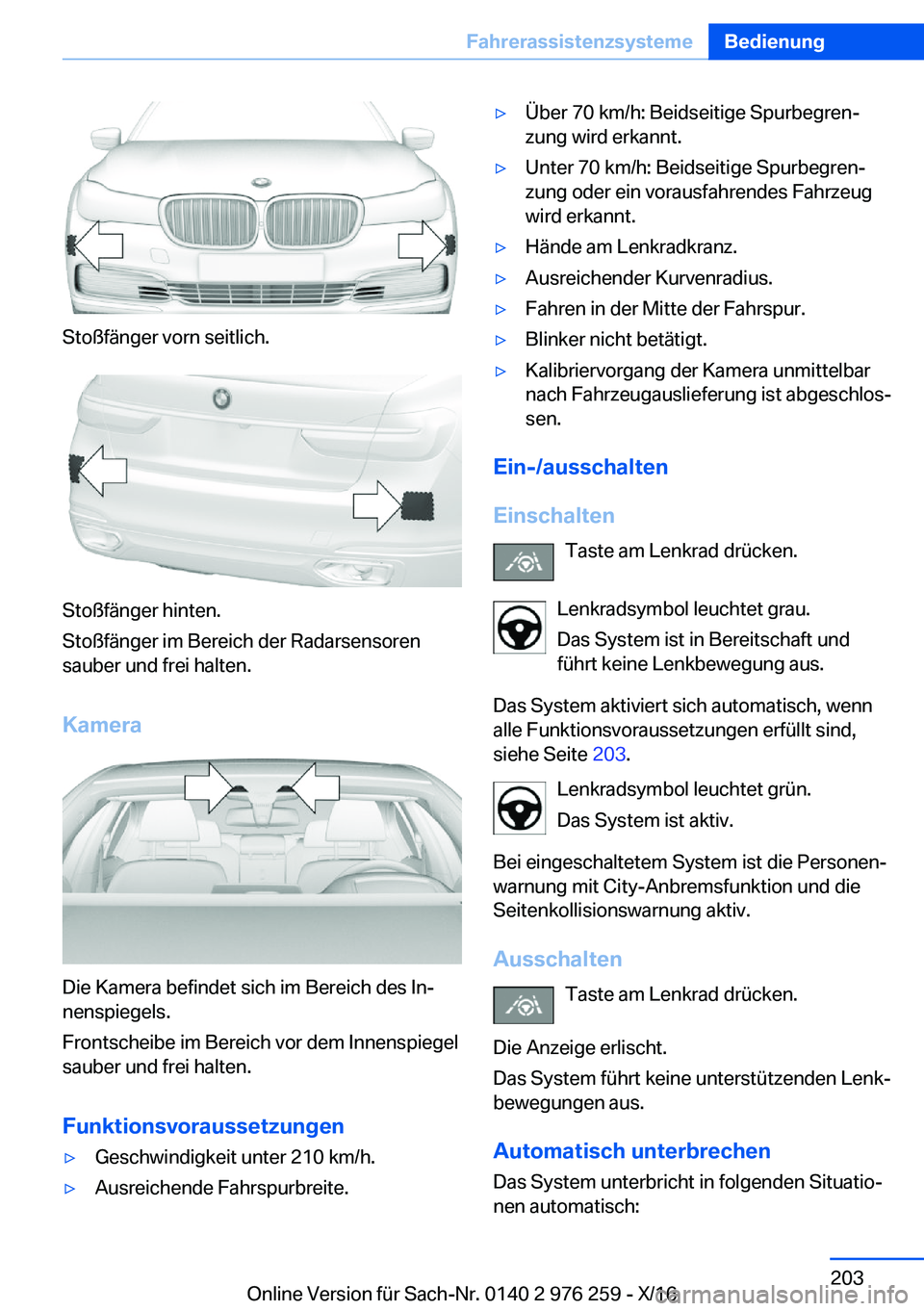 BMW 7 SERIES 2017  Betriebsanleitungen (in German) �S�t�o�ß�f�ä�n�g�e�r� �v�o�r�n� �s�e�i�t�l�i�c�h�.
�S�t�o�ß�f�ä�n�g�e�r� �h�i�n�t�e�n�.
�S�t�o�ß�f�ä�n�g�e�r� �i�m� �B�e�r�e�i�c�h� �d�e�r� �R�a�d�a�r�s�e�n�s�o�r�e�n
�s�a�u�b�e�r� �u�n�d� �f�r�
