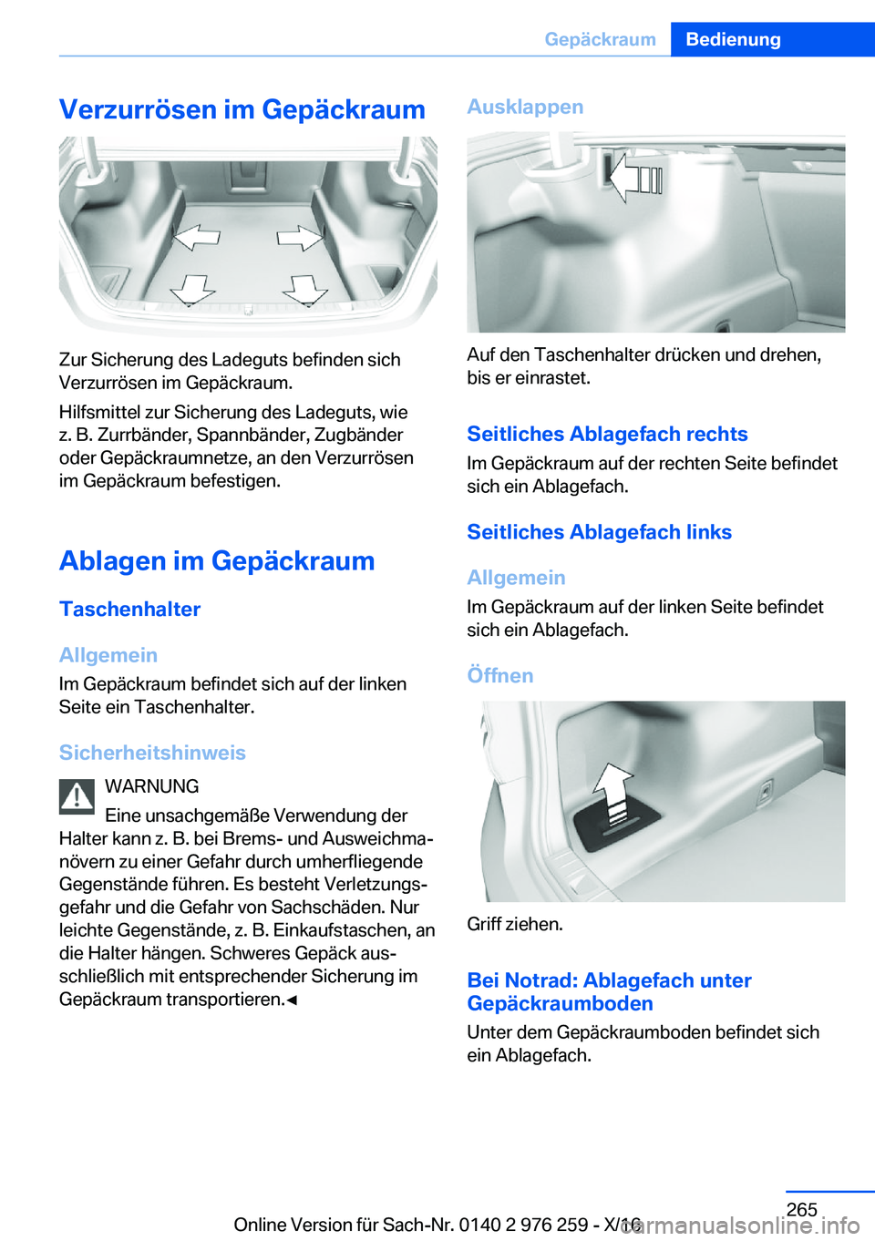 BMW 7 SERIES 2017  Betriebsanleitungen (in German) �V�e�r�z�u�r�r�