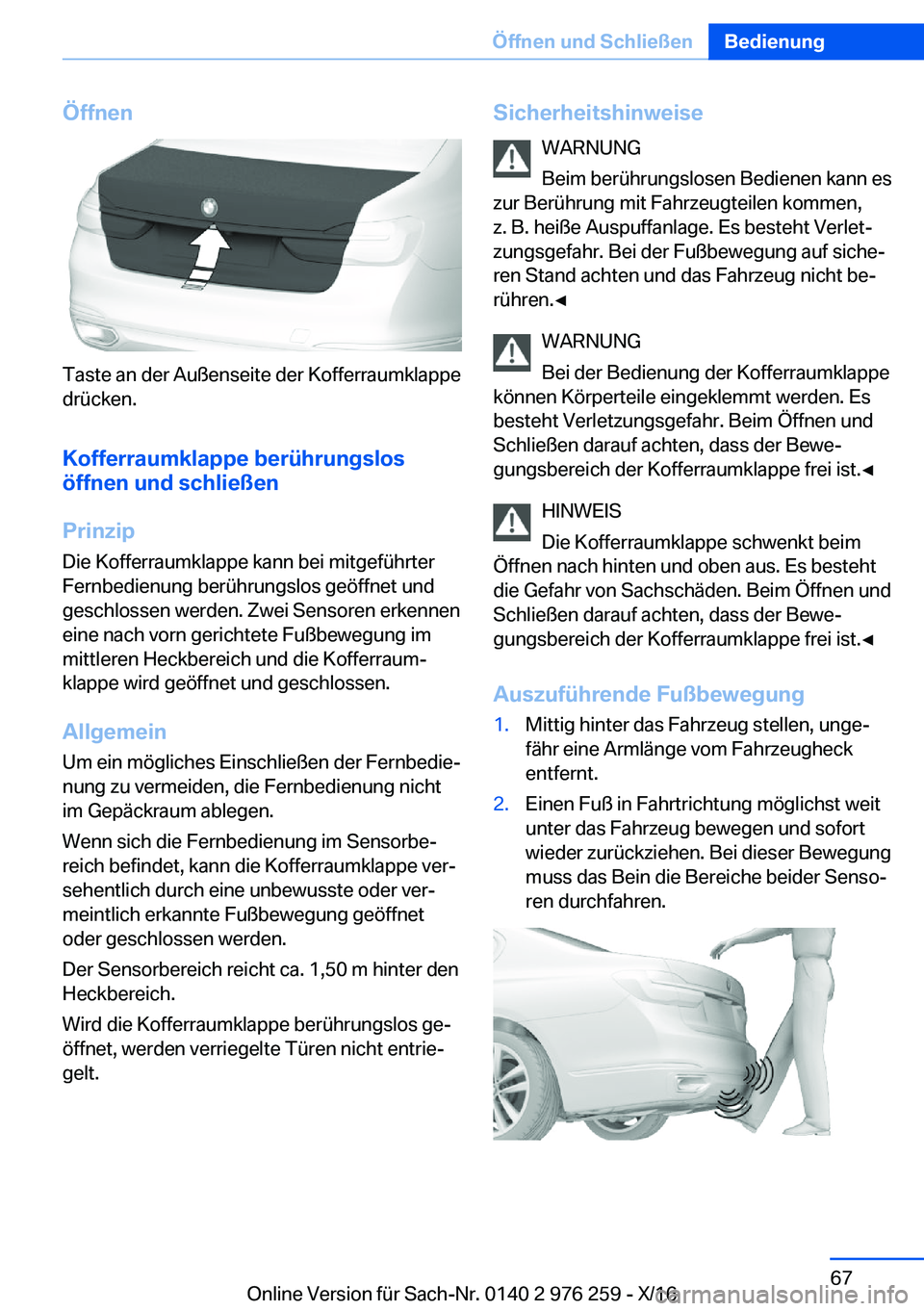 BMW 7 SERIES 2017  Betriebsanleitungen (in German) �