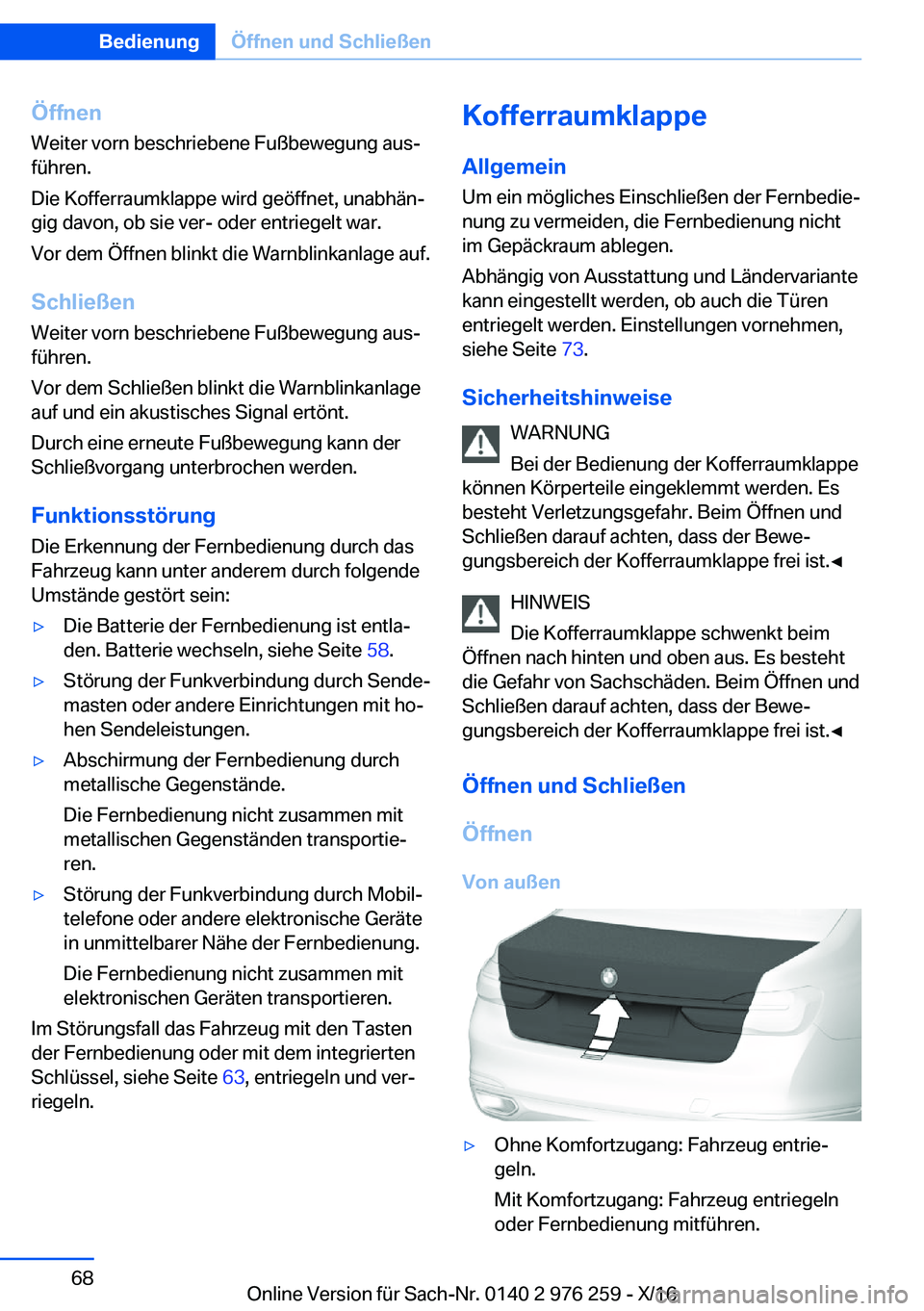 BMW 7 SERIES 2017  Betriebsanleitungen (in German) �