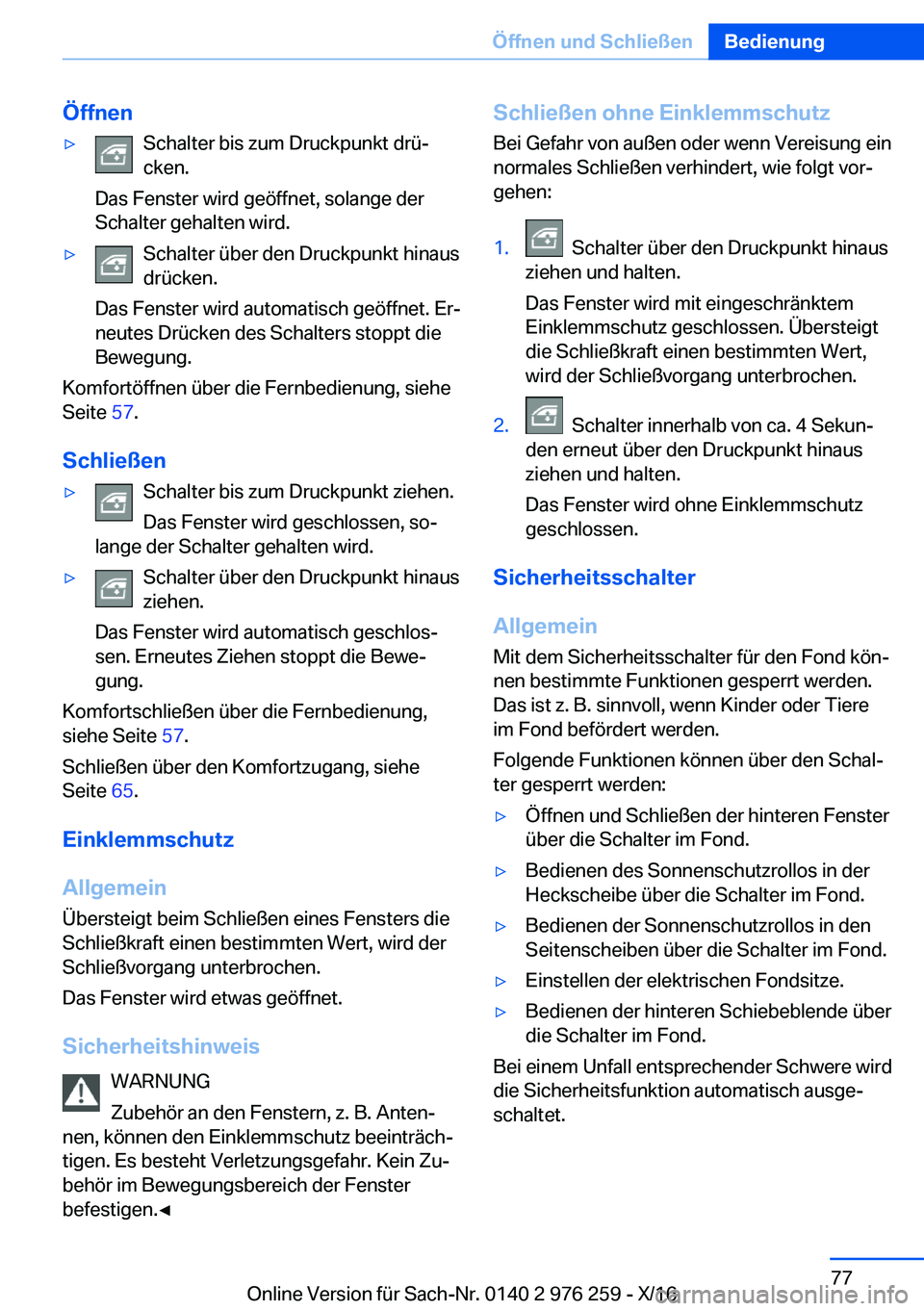 BMW 7 SERIES 2017  Betriebsanleitungen (in German) �