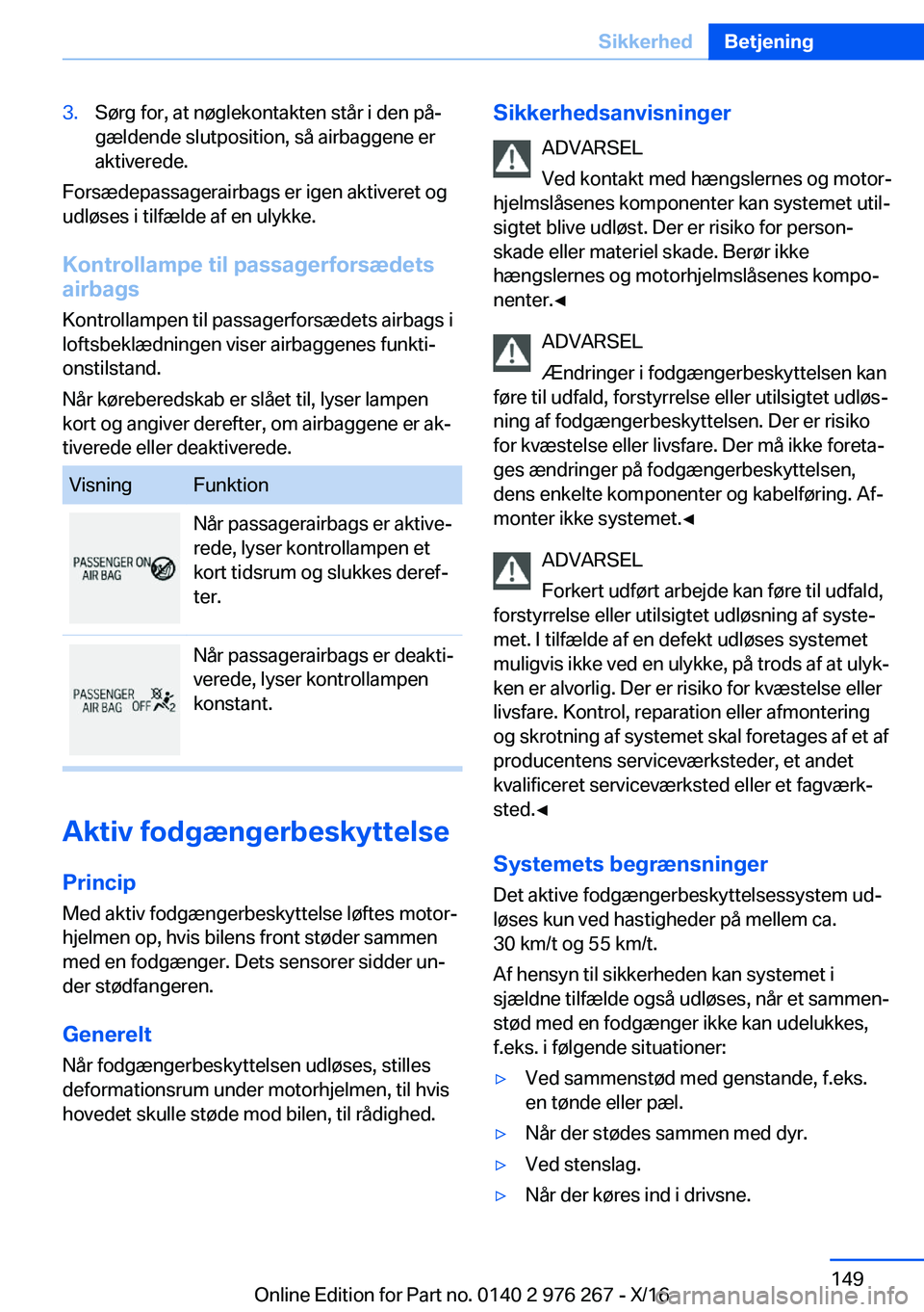 BMW 7 SERIES 2017  InstruktionsbØger (in Danish) �3�.�S�