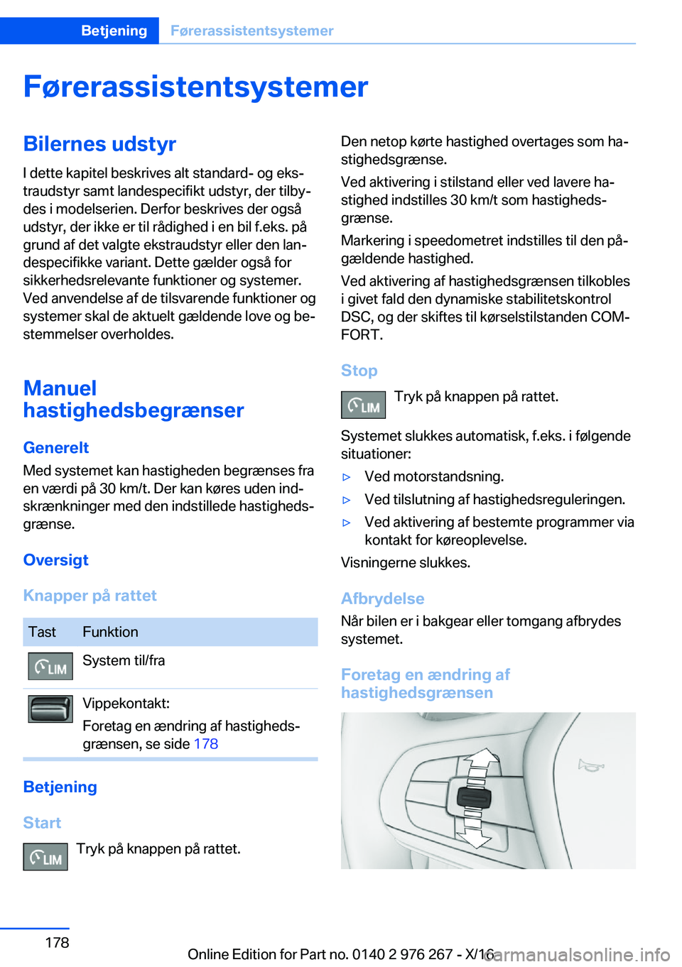 BMW 7 SERIES 2017  InstruktionsbØger (in Danish) �F�