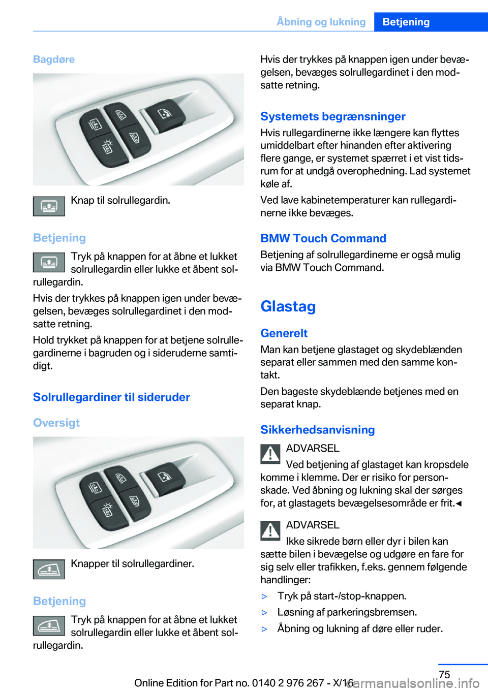 BMW 7 SERIES 2017  InstruktionsbØger (in Danish) �B�a�g�d�