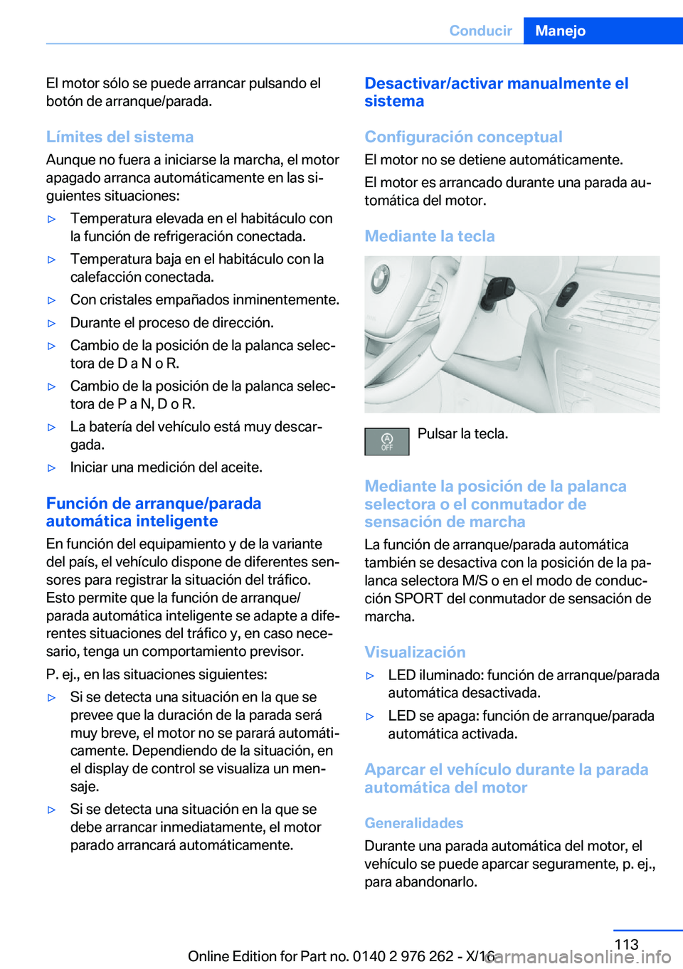BMW 7 SERIES 2017  Manuales de Empleo (in Spanish) �E�l� �m�o�t�o�r� �s�