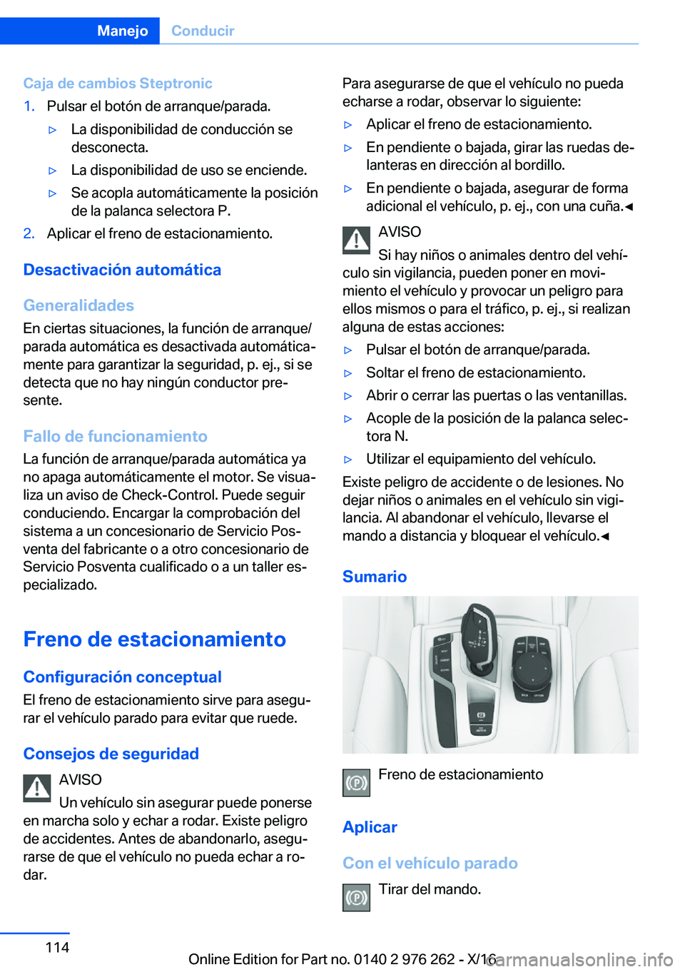 BMW 7 SERIES 2017  Manuales de Empleo (in Spanish) �C�a�j�a��d�e��c�a�m�b�i�o�s��S�t�e�p�t�r�o�n�i�c�1�.�P�u�l�s�a�r� �e�l� �b�o�t�