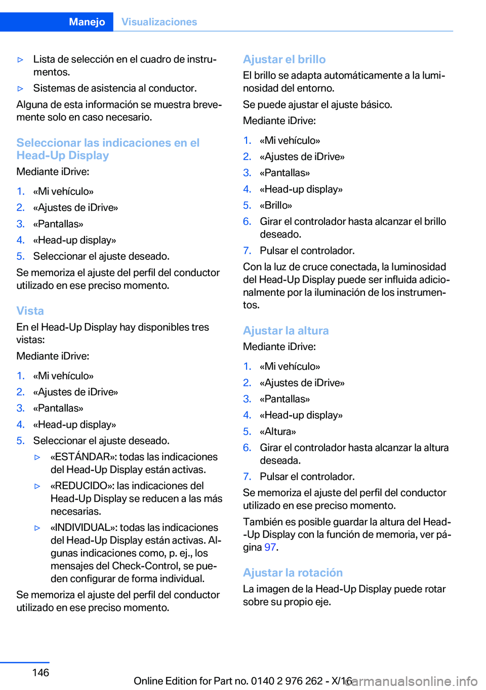BMW 7 SERIES 2017  Manuales de Empleo (in Spanish) 'y�L�i�s�t�a� �d�e� �s�e�l�e�c�c�i�