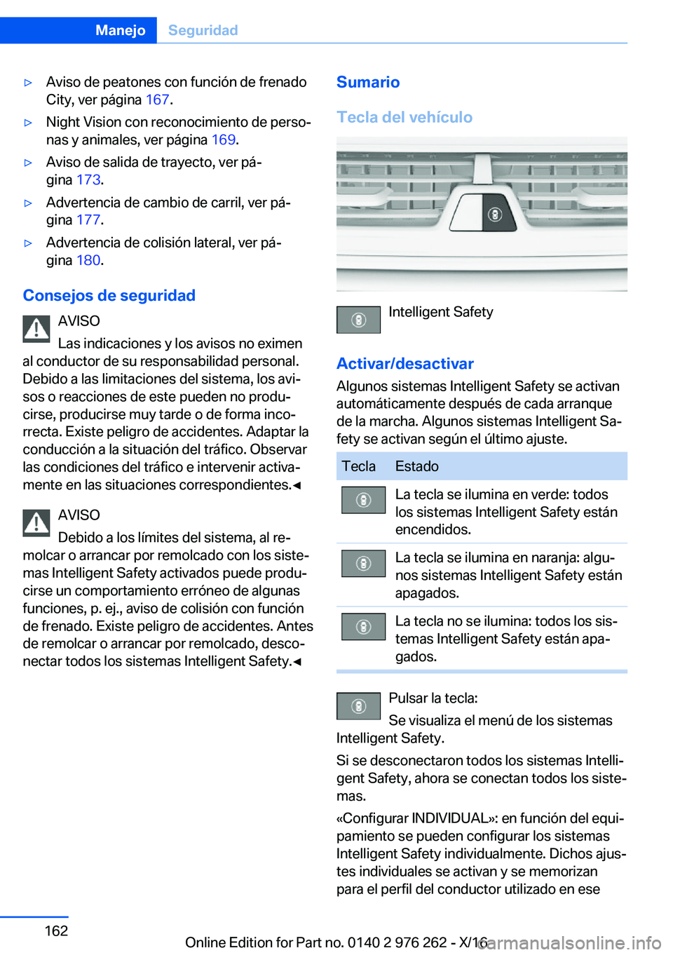 BMW 7 SERIES 2017  Manuales de Empleo (in Spanish) 'y�A�v�i�s�o� �d�e� �p�e�a�t�o�n�e�s� �c�o�n� �f�u�n�c�i�
