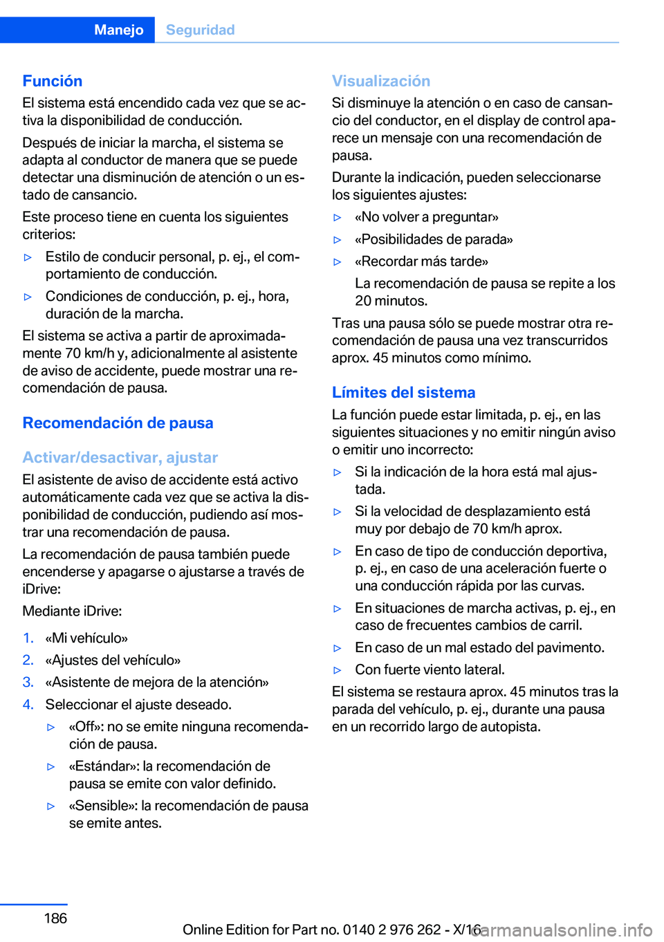 BMW 7 SERIES 2017  Manuales de Empleo (in Spanish) �F�u�n�c�i�