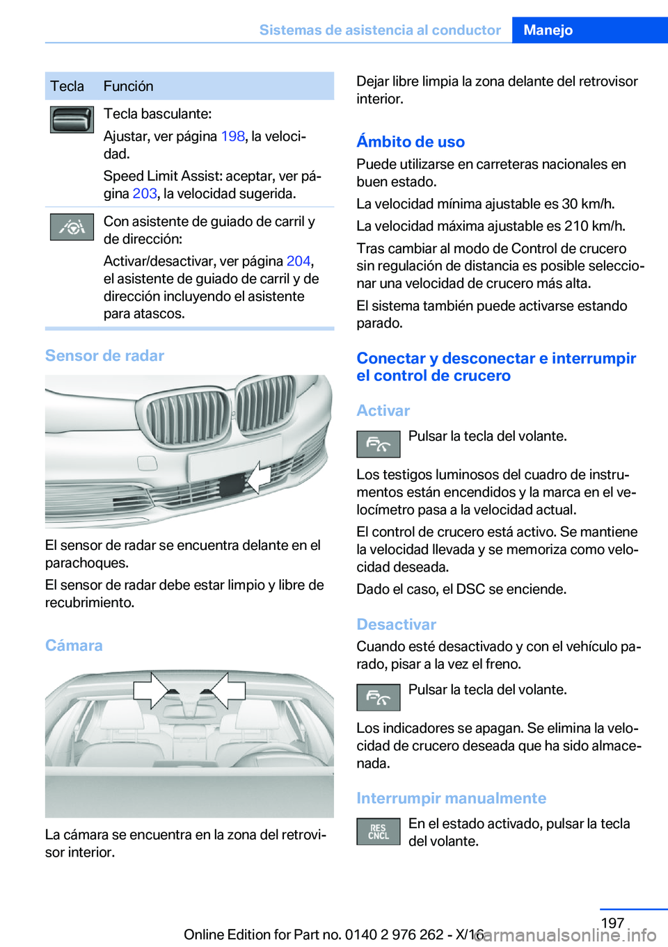 BMW 7 SERIES 2017  Manuales de Empleo (in Spanish) �T�e�c�l�a�F�u�n�c�i�