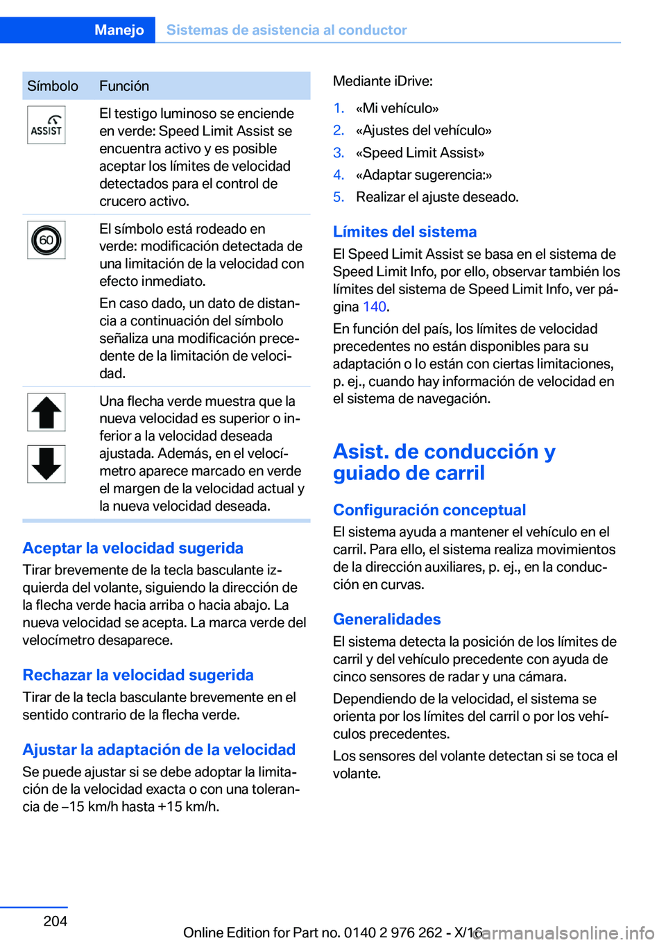 BMW 7 SERIES 2017  Manuales de Empleo (in Spanish) �S�í�m�b�o�l�o�F�u�n�c�i�