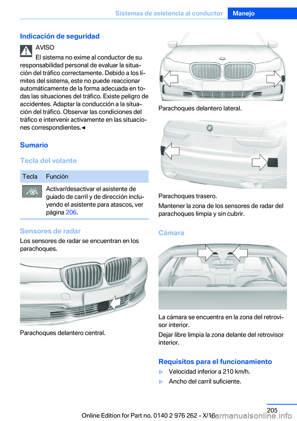 BMW 7 SERIES 2017  Manuales de Empleo (in Spanish) �I�n�d�i�c�a�c�i�