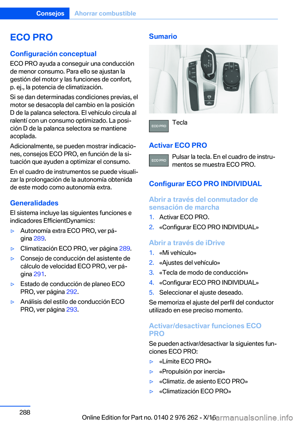 BMW 7 SERIES 2017  Manuales de Empleo (in Spanish) �E�C�O��P�R�O
�C�o�n�f�i�g�u�r�a�c�i�