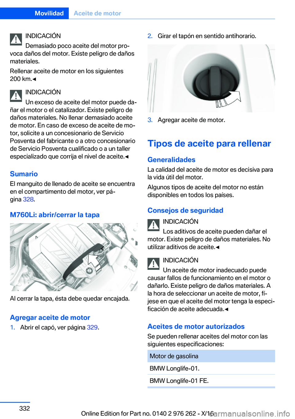 BMW 7 SERIES 2017  Manuales de Empleo (in Spanish) �I�N�D�I�C�A�C�I�