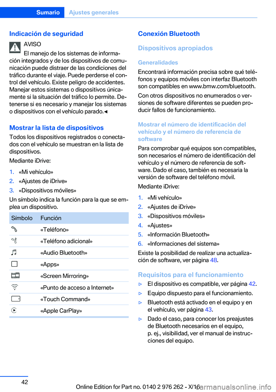 BMW 7 SERIES 2017  Manuales de Empleo (in Spanish) �I�n�d�i�c�a�c�i�