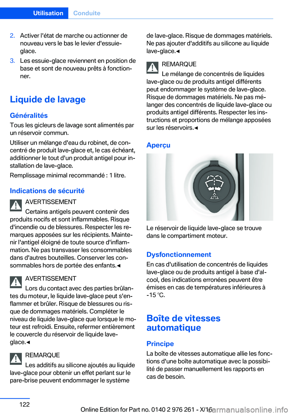 BMW 7 SERIES 2017  Notices Demploi (in French) �2�.�A�c�t�i�v�e�r� �l�'�é�t�a�t� �d�e� �m�a�r�c�h�e� �o�u� �a�c�t�i�o�n�n�e�r� �d�e�n�o�u�v�e�a�u� �v�e�r�s� �l�e� �b�a�s� �l�e� �l�e�v�i�e�r� �d�'�e�s�s�u�i�e�-
�g�l�a�c�e�.�3�.�L�e�s� �e�s