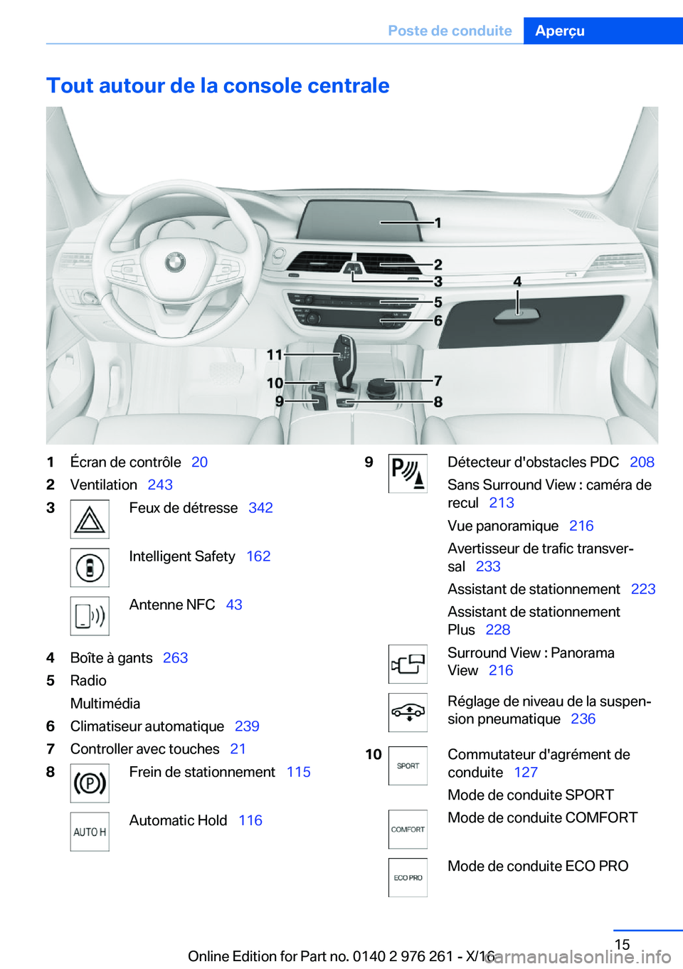 BMW 7 SERIES 2017  Notices Demploi (in French) �T�o�u�t��a�u�t�o�u�r��d�e��l�a��c�o�n�s�o�l�e��c�e�n�t�r�a�l�e�1�É�c�r�a�n� �d�e� �c�o�n�t�r�ô�l�e\_�2�0�2�V�e�n�t�i�l�a�t�i�o�n\_�2�4�3�3�F�e�u�x� �d�e� �d�é�t�r�e�s�s�e\_ �3�4�2�I�n�t
