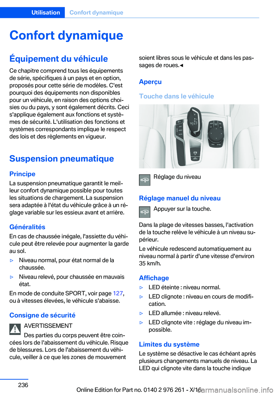 BMW 7 SERIES 2017  Notices Demploi (in French) �C�o�n�f�o�r�t��d�y�n�a�m�i�q�u�e�